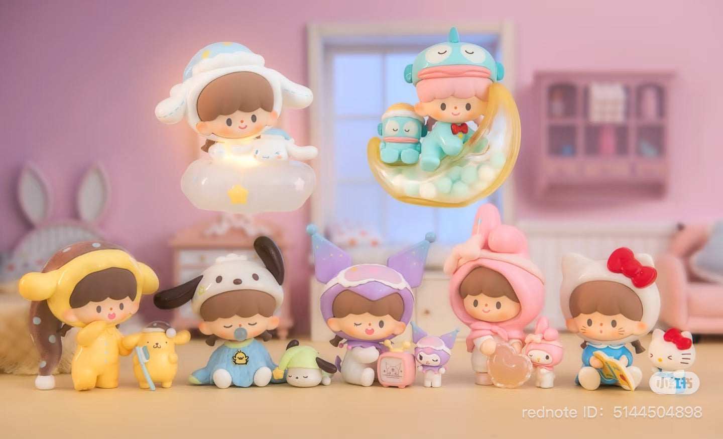 Sanrio ZZoton Goodnight Series Blind Box toy figurine, featuring a cartoon girl design. Part of a 6-design collection with a potential secret variant.