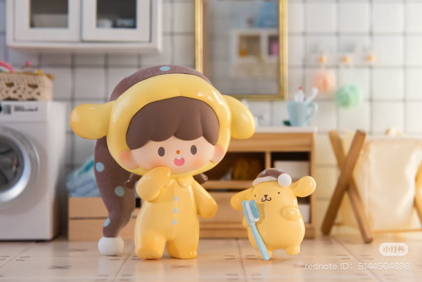 Sanrio ZZoton Goodnight Series Blind Box featuring a close-up of a toothbrush, part of a collectible toy series with 6 designs and 1 secret option.