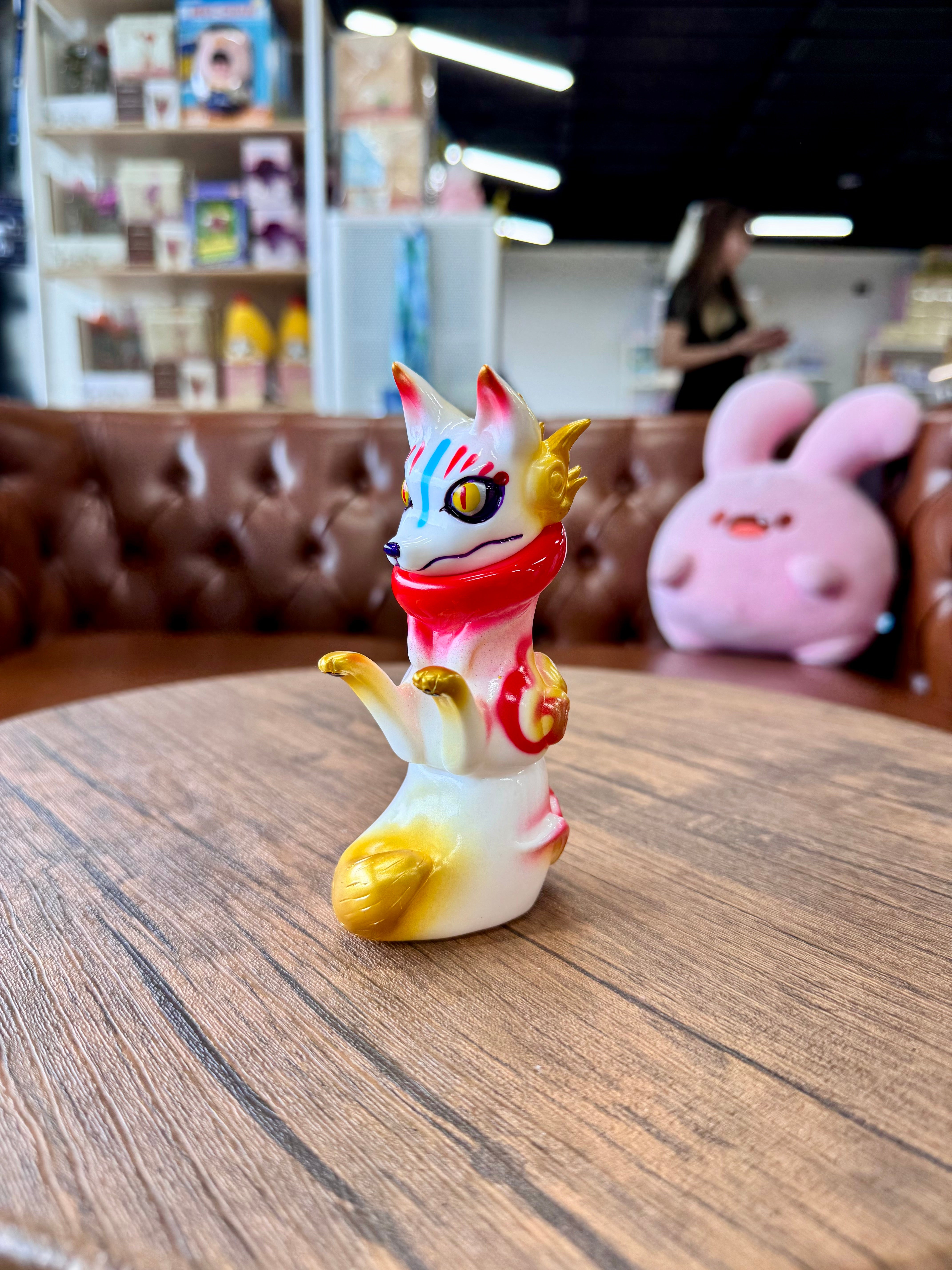 Urukoma - Inari by YASU, a 13cm Japanese Sofubi figurine, embodies a cartoon animal figure, ideal for collectors and baby toy enthusiasts.