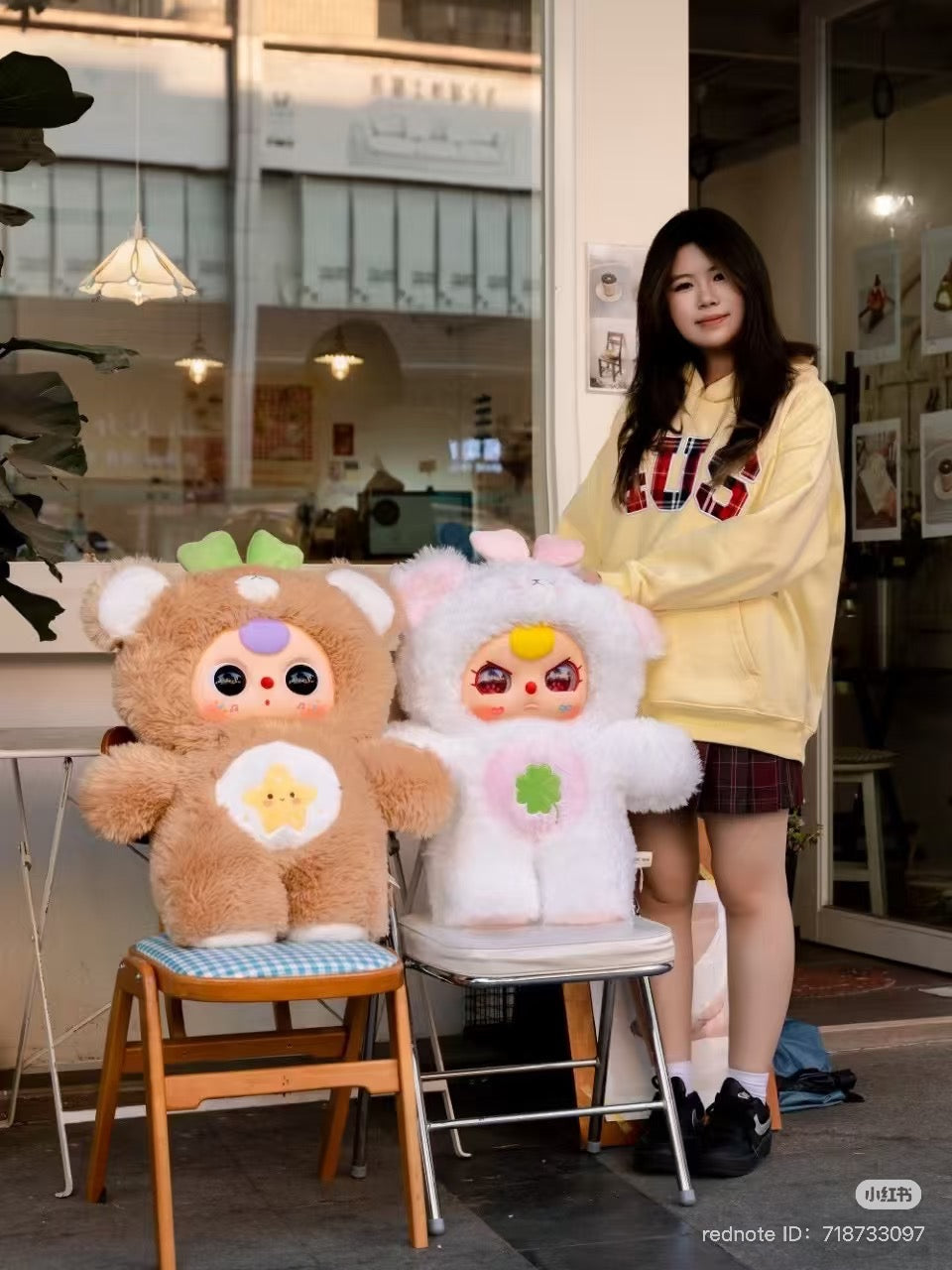 Person holds BabyThree 1000% Bear Boy +400% Baby Bear Blind Box. Preorder for oversized plush, 19.7-21.7 inches, shipping late July 2025.