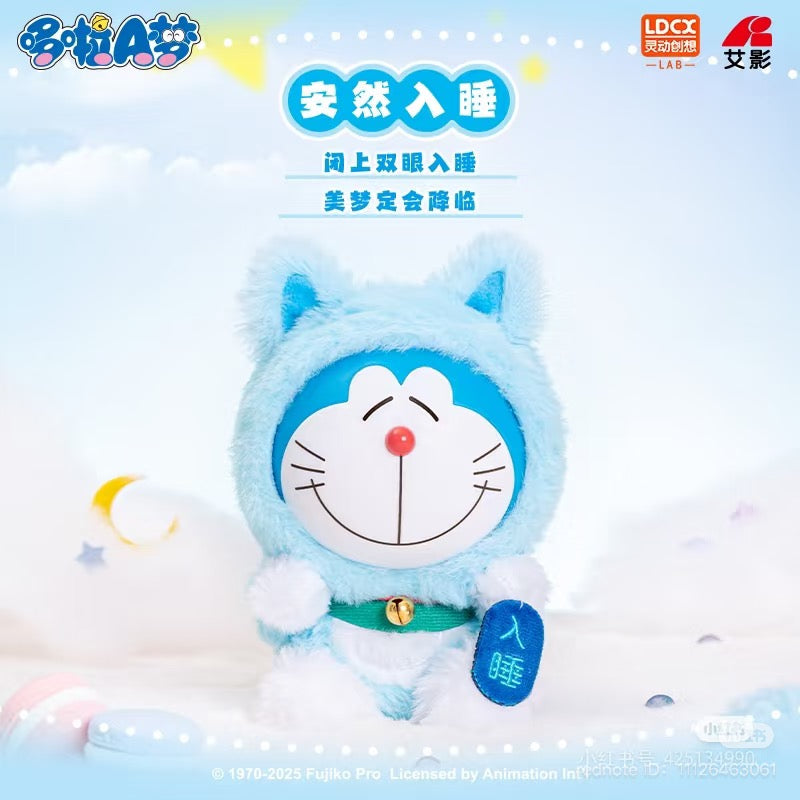 Doraemon-vol.1 Lucky Cat Plush Blind Box, featuring a close-up of the stuffed toy, ideal for collectors, preorder for August 2025 shipping.