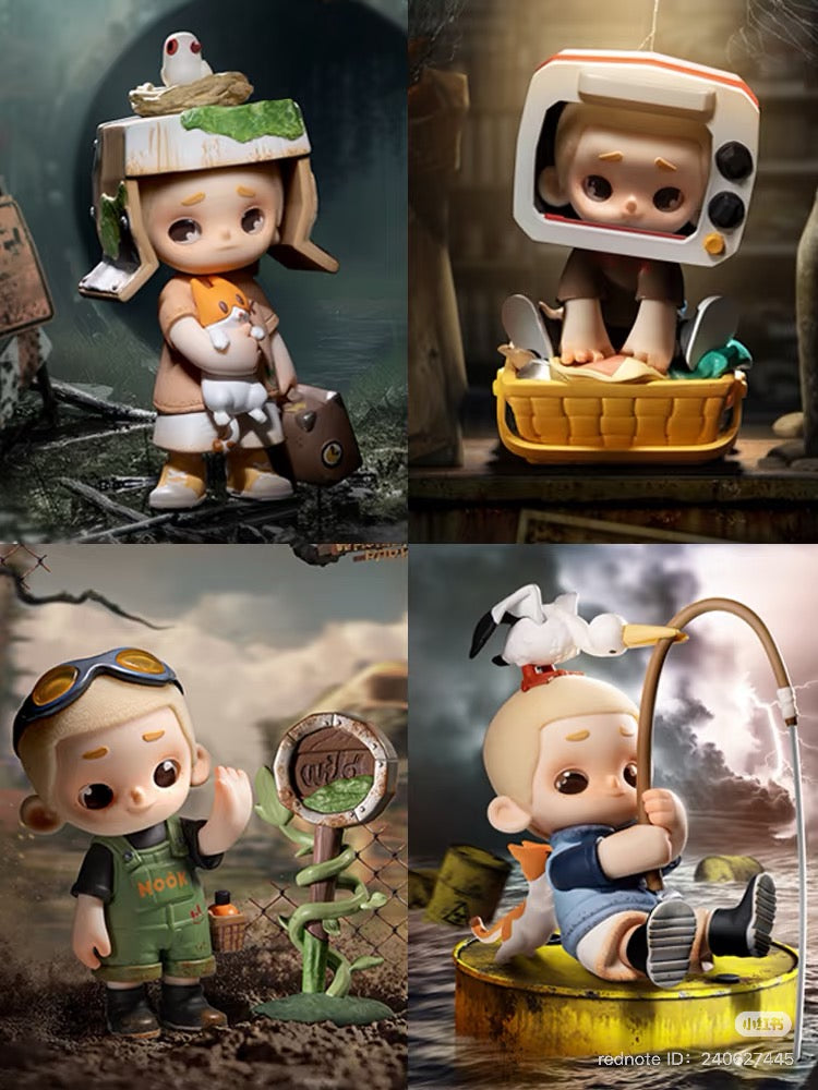 NOOK Wasteland Paradise Series Blind Box featuring a toy figurine girl, part of a collectible set with 8 designs and 1 secret option.