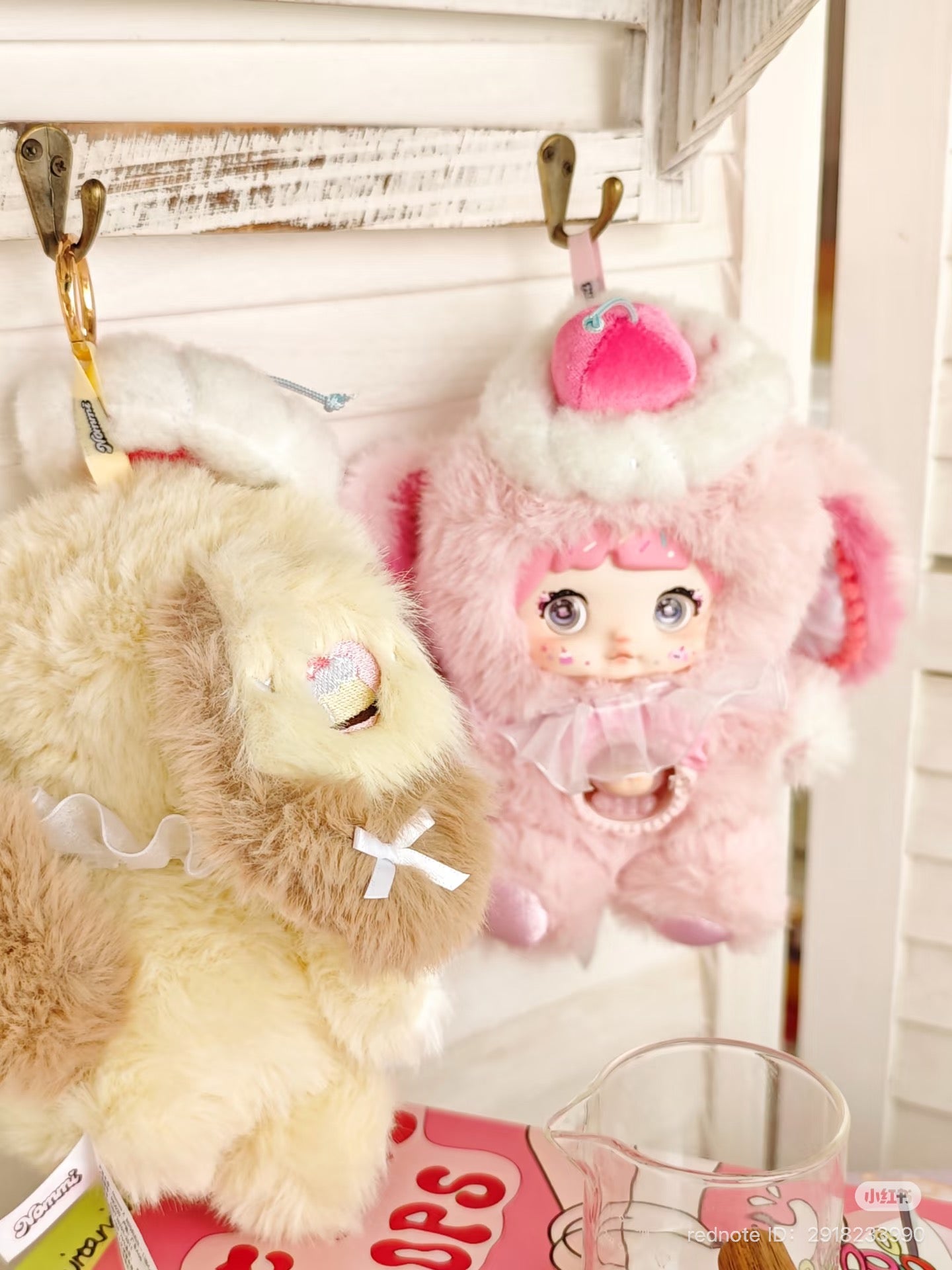 Nommi Eat Sweets Series Plush Keychain Blind Box featuring a close-up of a teddy bear plush keychain, showcasing detailed craftsmanship and texture.