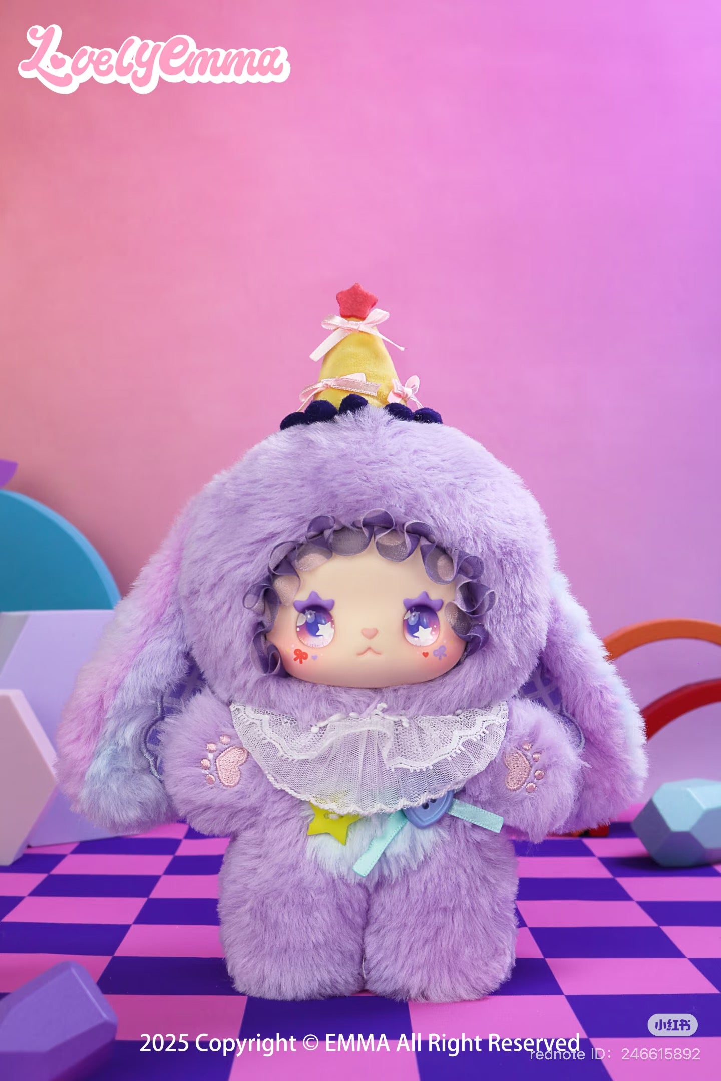 Lovely Emma: Funky Party Plush Blind Box featuring a close-up of a toy, highlighting its whimsical design. Preorder for August 2025 release.