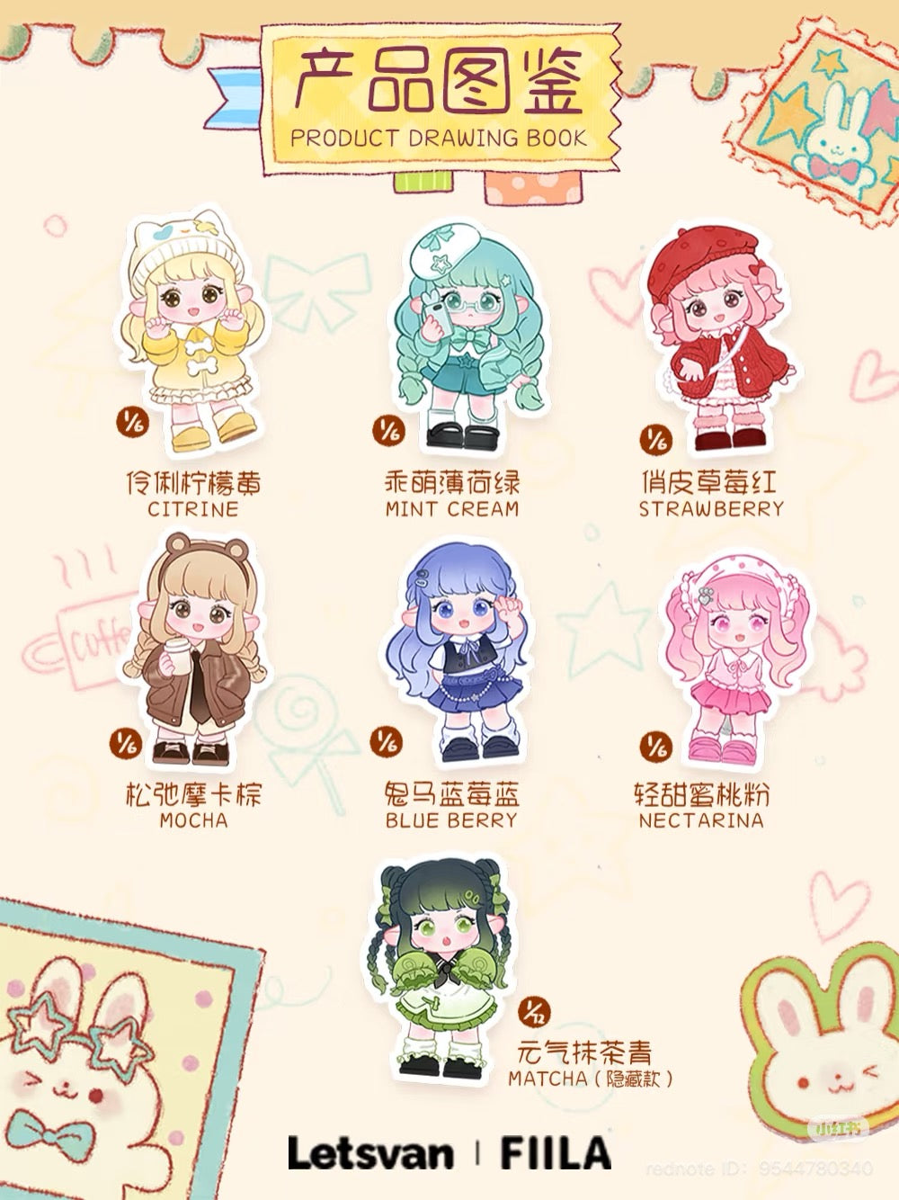 FIILA Good Mood Color Blind Box Series Figures: Cartoon girl holding a coffee cup, part of a collectible set with 6 regular designs and 1 secret.