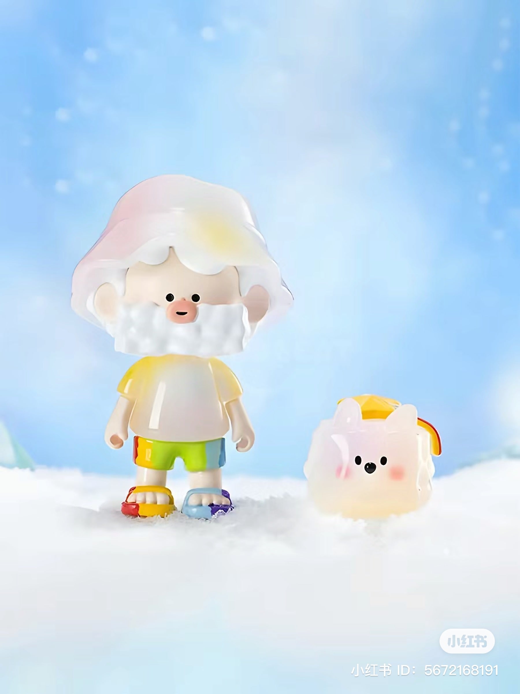 Toy figurine from the OHO Galaxy Blind Box Series, featuring a bearded man in a white hat and colorful shorts.