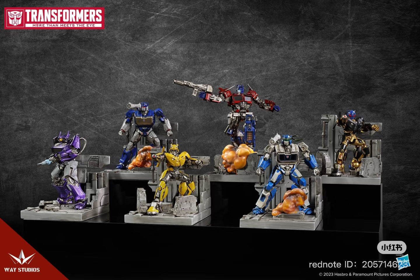 Transformers Series Statue Scene Blind Box featuring action figures, including 6 regular designs and 1 secret option, available for preorder, shipping estimated August 2025.