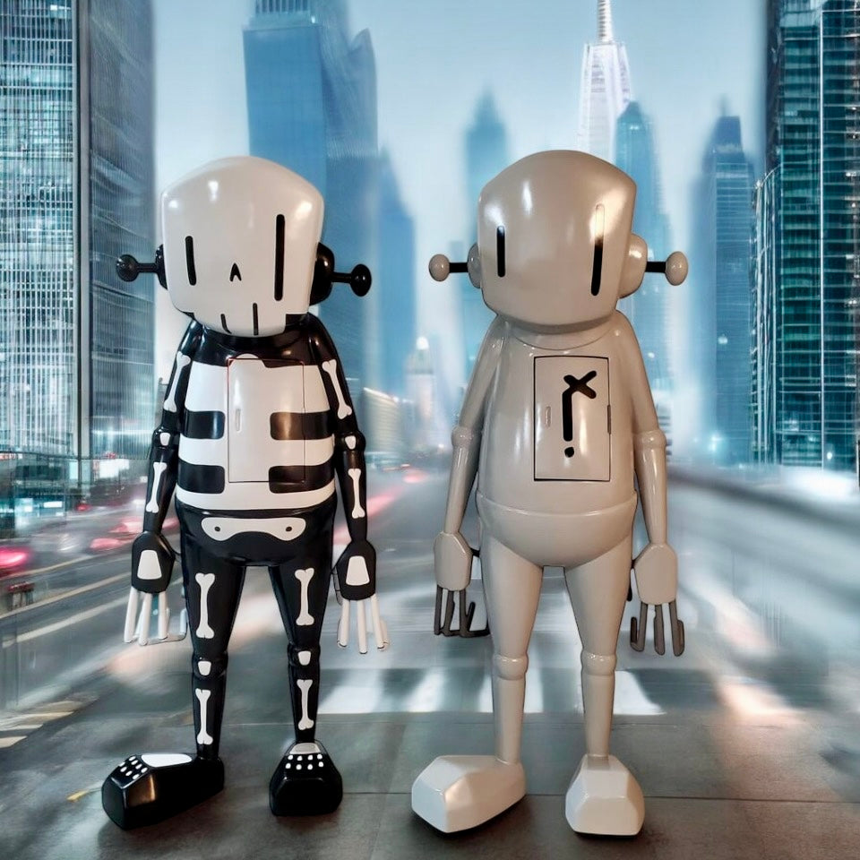 Make it last - The Robot 10,000% by Chris RWK, a 6ft tall signed EPS foam figurine, displayed outdoors.