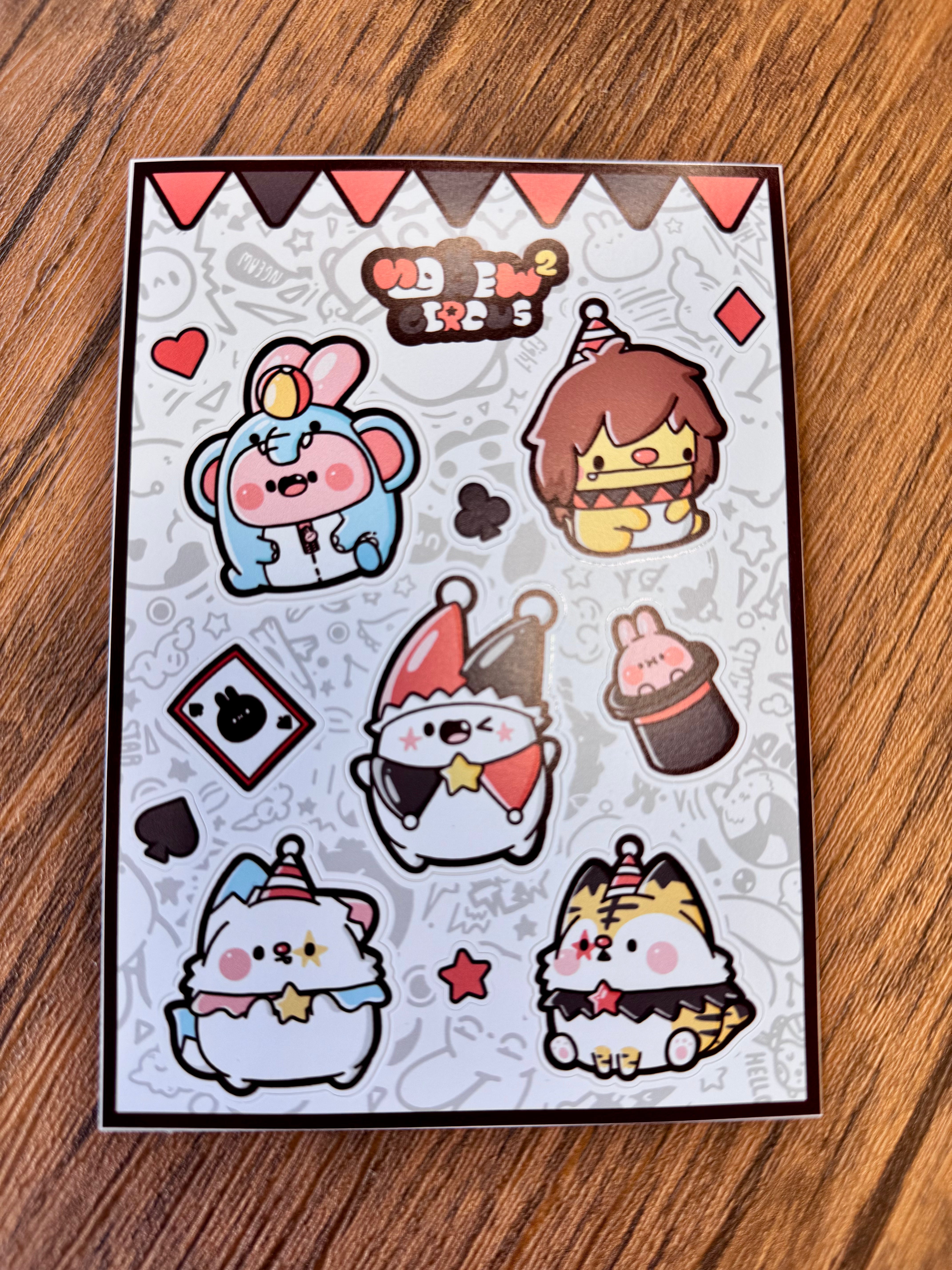 Ngaew Sticker Packs! Series 2 features chibi party-themed animal characters and card symbols on a playful sticker sheet, perfect for adding charm to any surface.
