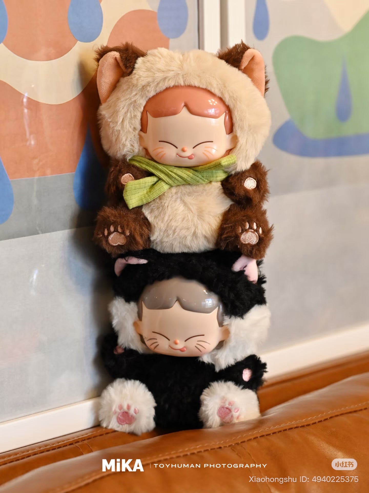 MiKA-Cat Cafe In Operation Series Plush Blind Box features two stacked toy-human figures in animal onesies, showcasing adorable, detailed designs available for preorder.