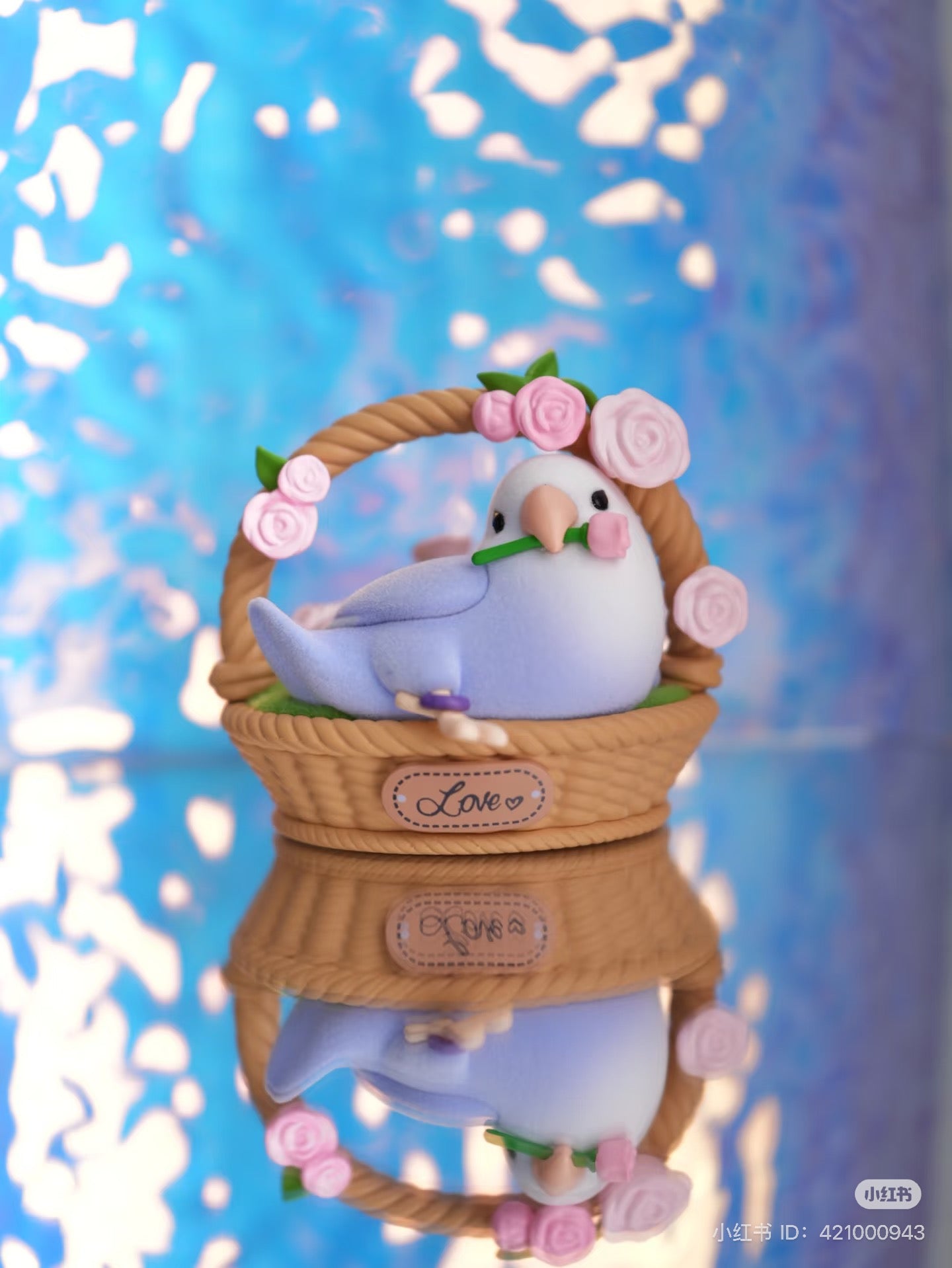 Love Bird- Social Birdie Series Vol.3 Blind Box features a toy bird in a basket, part of a collection of 6 designs and 1 secret.