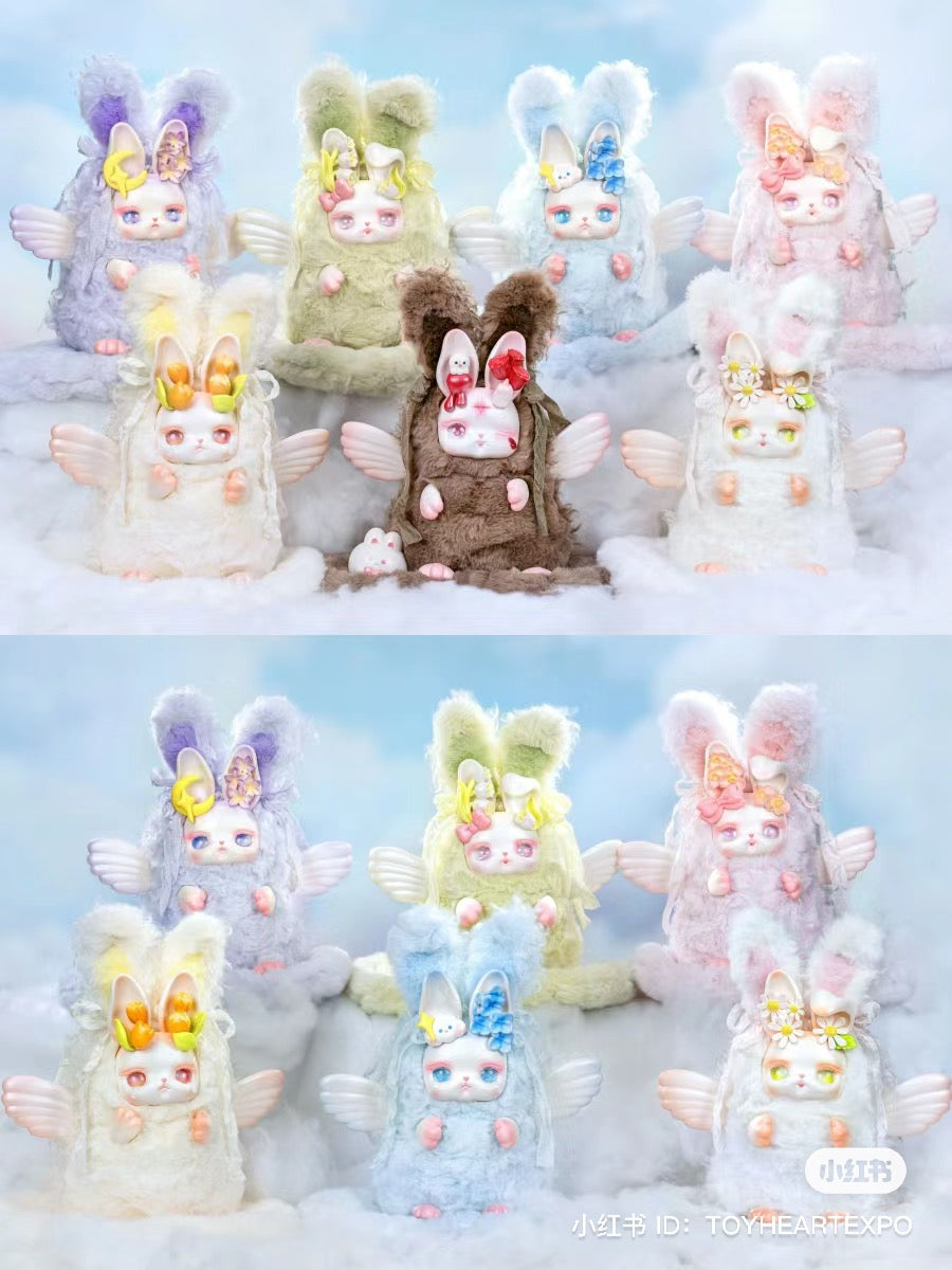 A group of blind box toys featuring Loloan- Confession Language designs, including bunny and flower-themed characters. Available at Strangecat Toys, a blind box and art toy store.