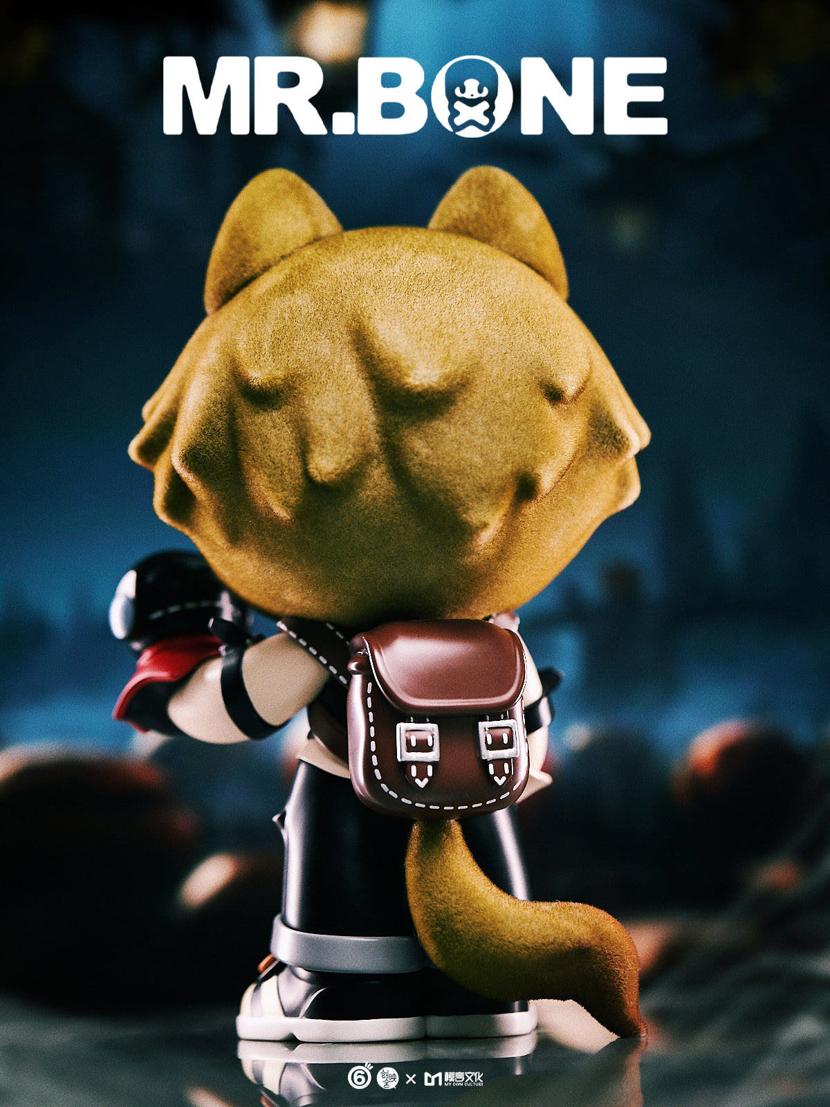 Mr. Bone (200%) - Happy Halloween Limited Edition figure, chibi-style with animal ears, backpack, preorder now at Strangecat Toys. Limited to 300 pieces worldwide.