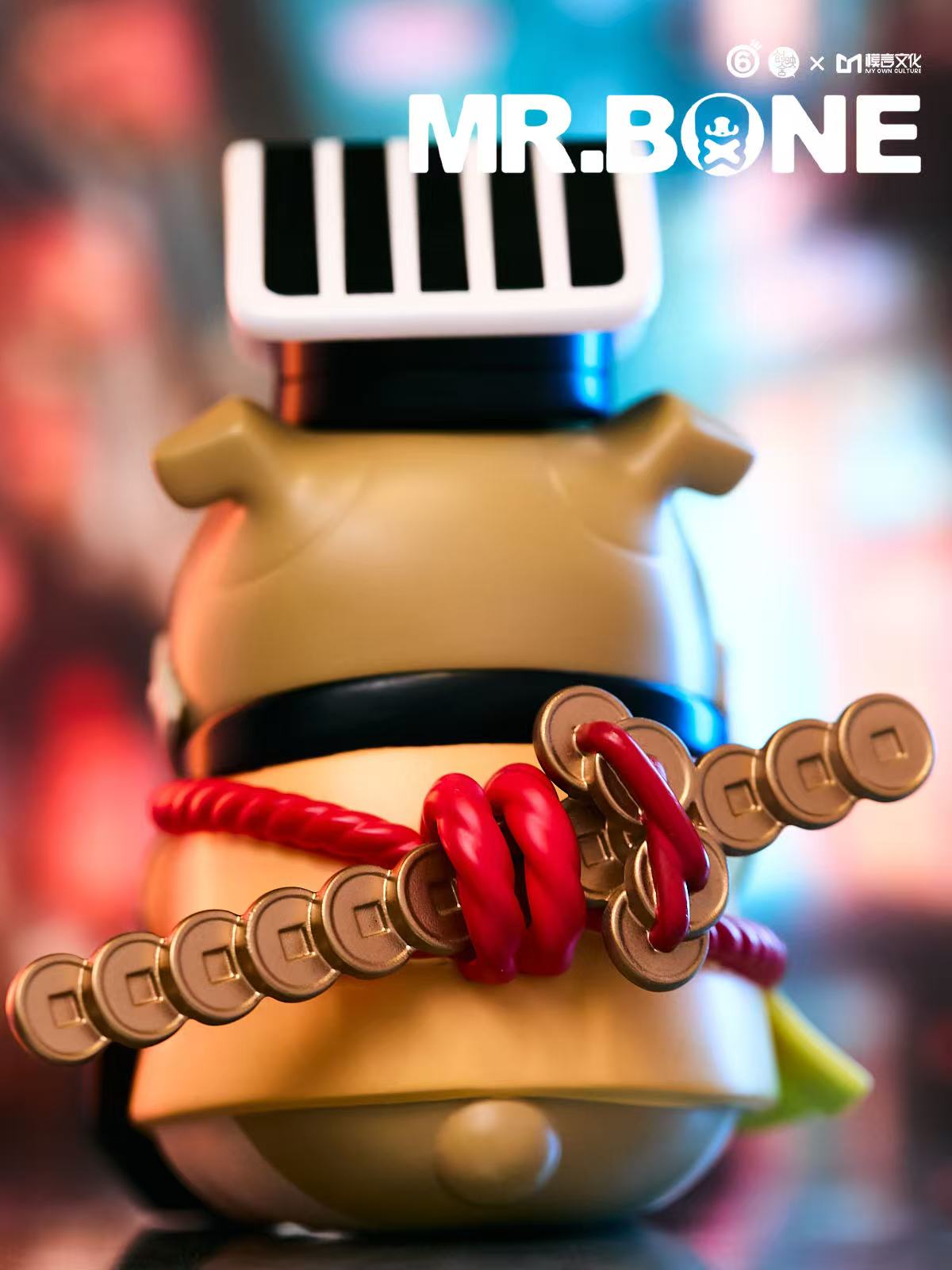 Mr. Bone (200%) - Chinese Vampire Limited Edition collectible figure, featuring a rotund dog with coin charms, preorder for Strangecat Toys.