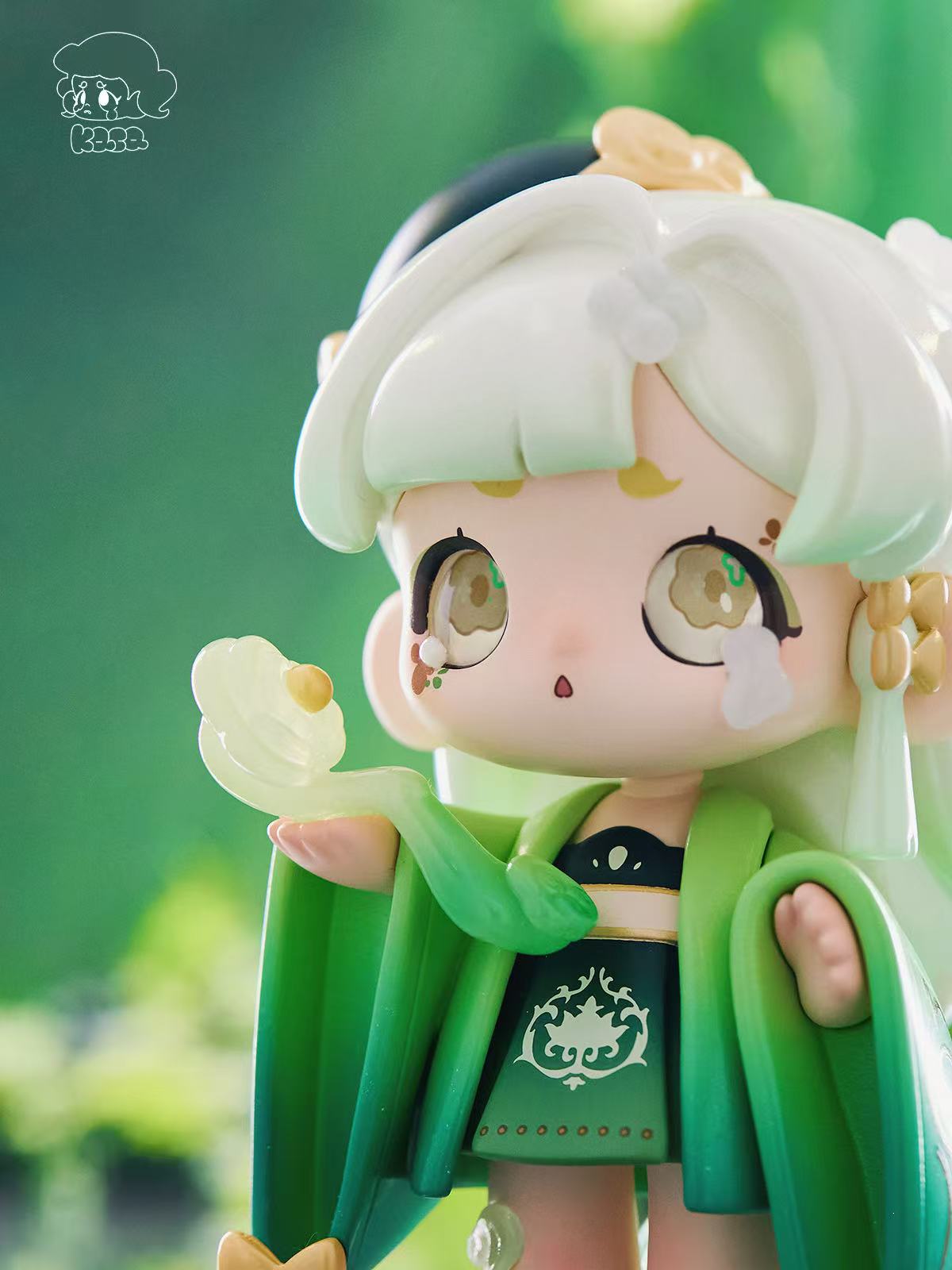 KASA 2.0 - Mystic Tales figurine with mint-green hair, green robes, and a translucent swirl, highlighting its intricate chibi design from the blind box series.