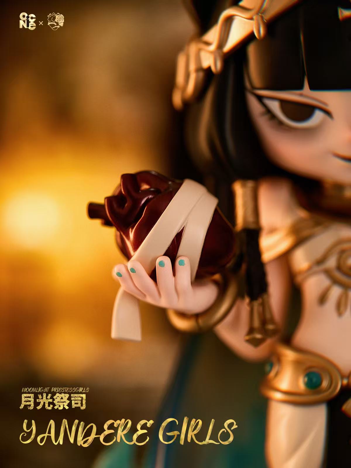 Yandere Girls The Priestess was born for the moonlight - Preorder: Egyptian-inspired figurine holding a bandaged heart, 8-inch resin/PVC, limited edition, shipping Q1 2026.