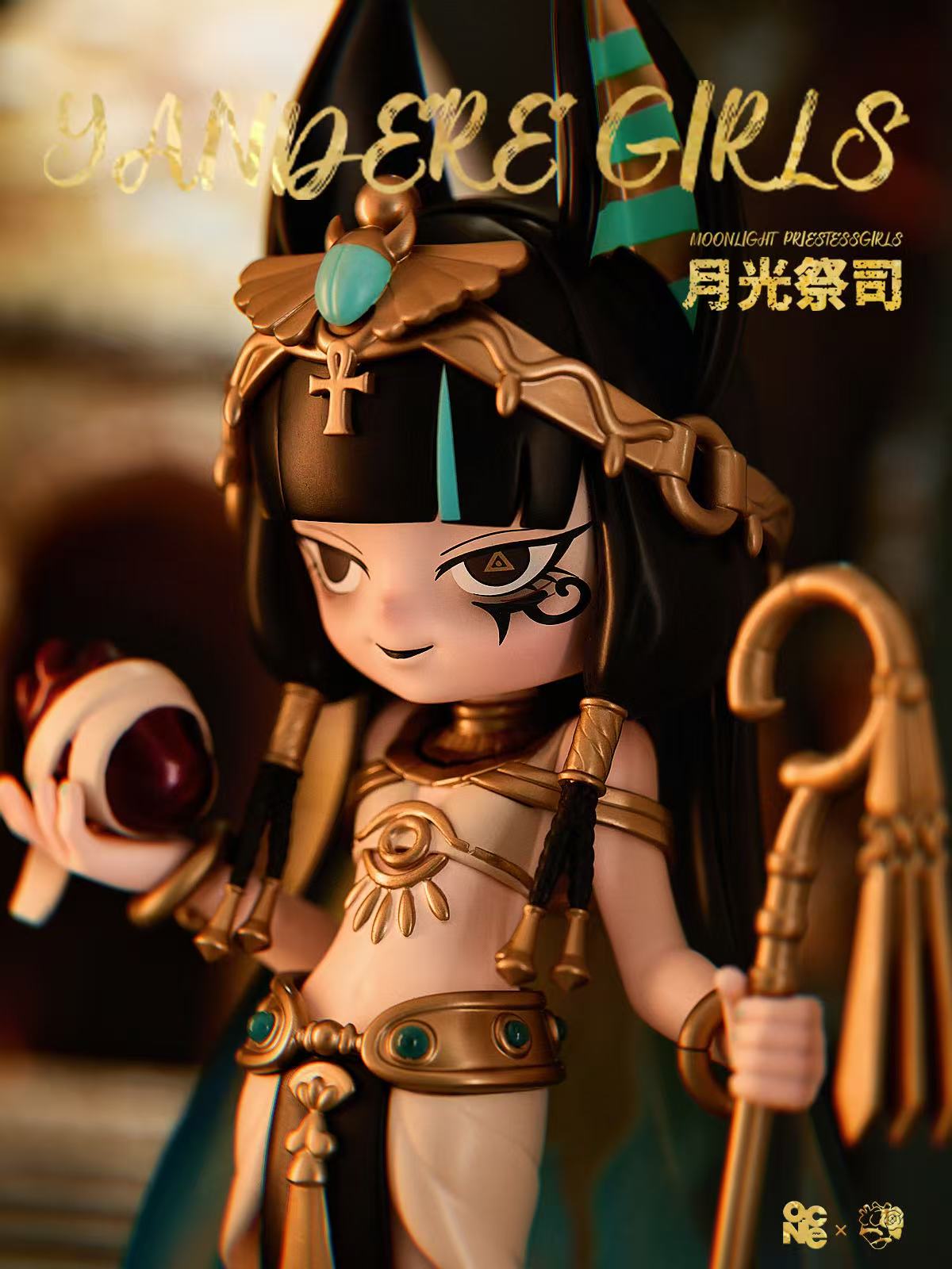 Yandere Girls The Priestess was born for the moonlight figurine, featuring Egyptian-inspired attire, ornate headdress, and golden staff, available for preorder.