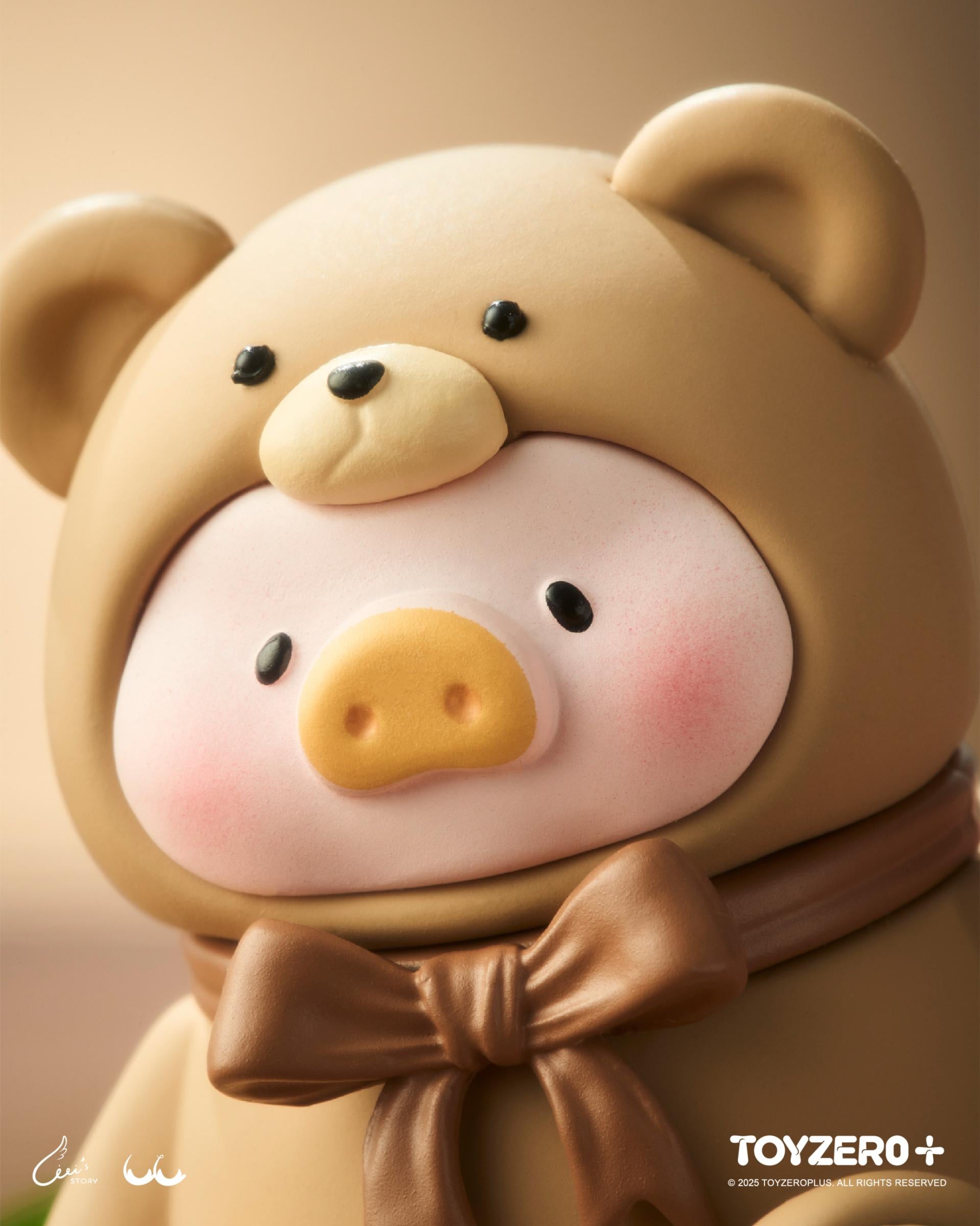 LuLu the Piggy - Teddy MINI Limited Edition (Milk Tea Festa) in a bear costume with a plush hood and bow, preorders open at Strangecat Toys.