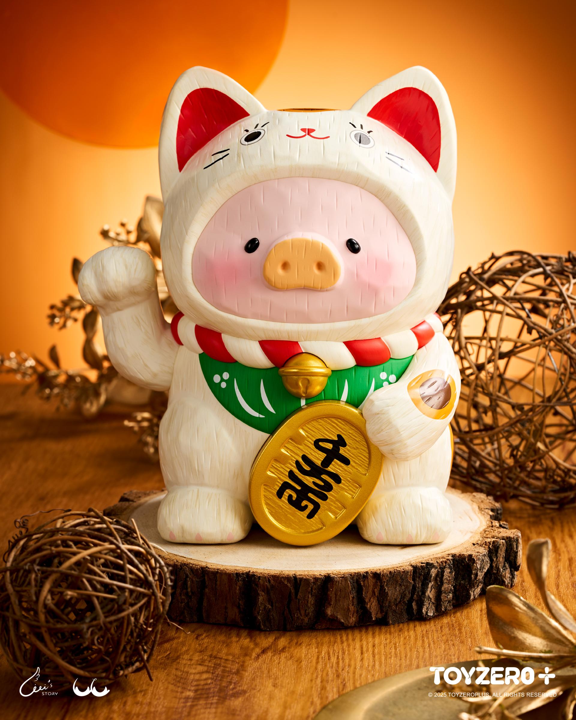 LuLu the Piggy - 18cm Wood-Carving Maneki Lu