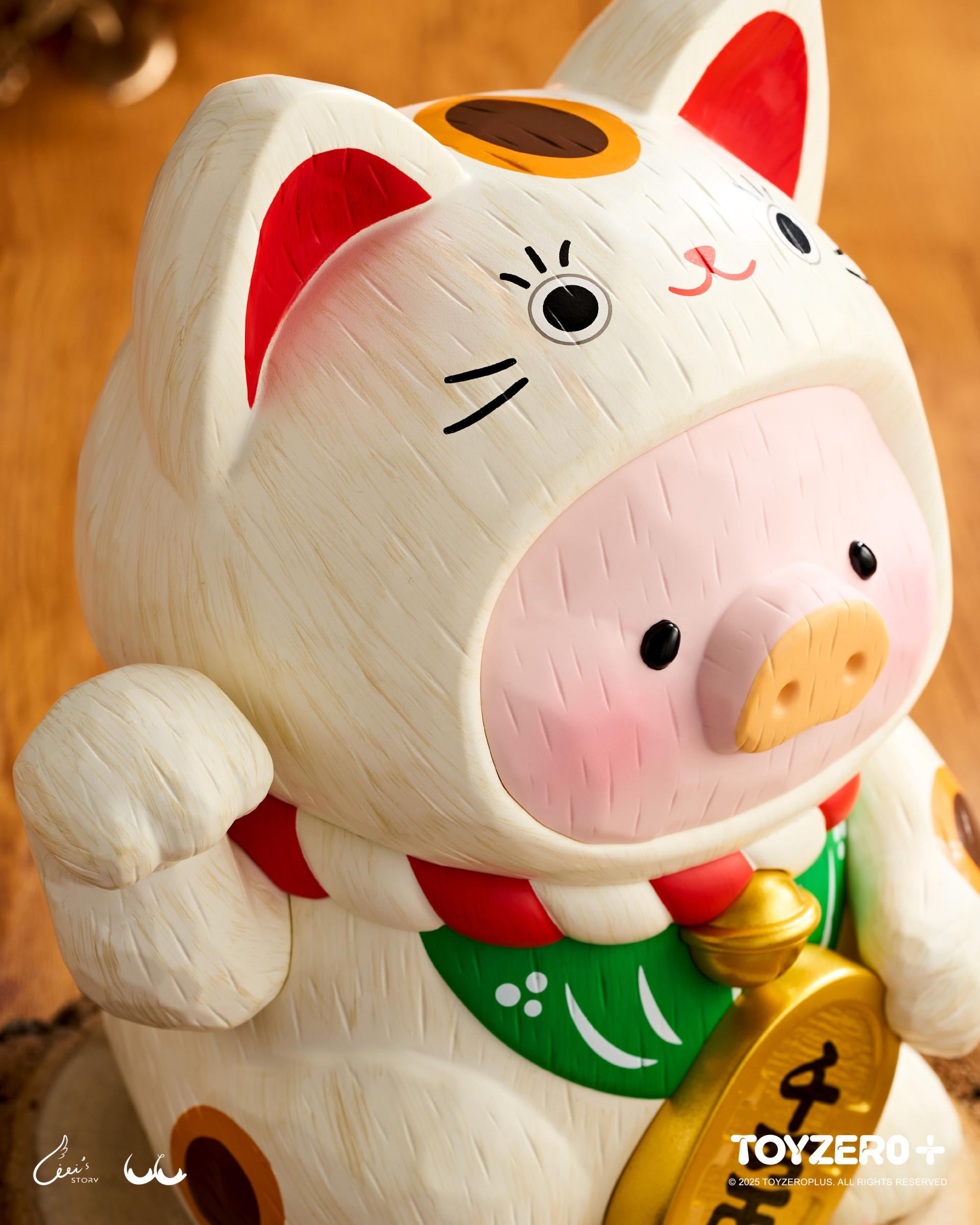 LuLu the Piggy - 18cm Wood-Carving Maneki Lu