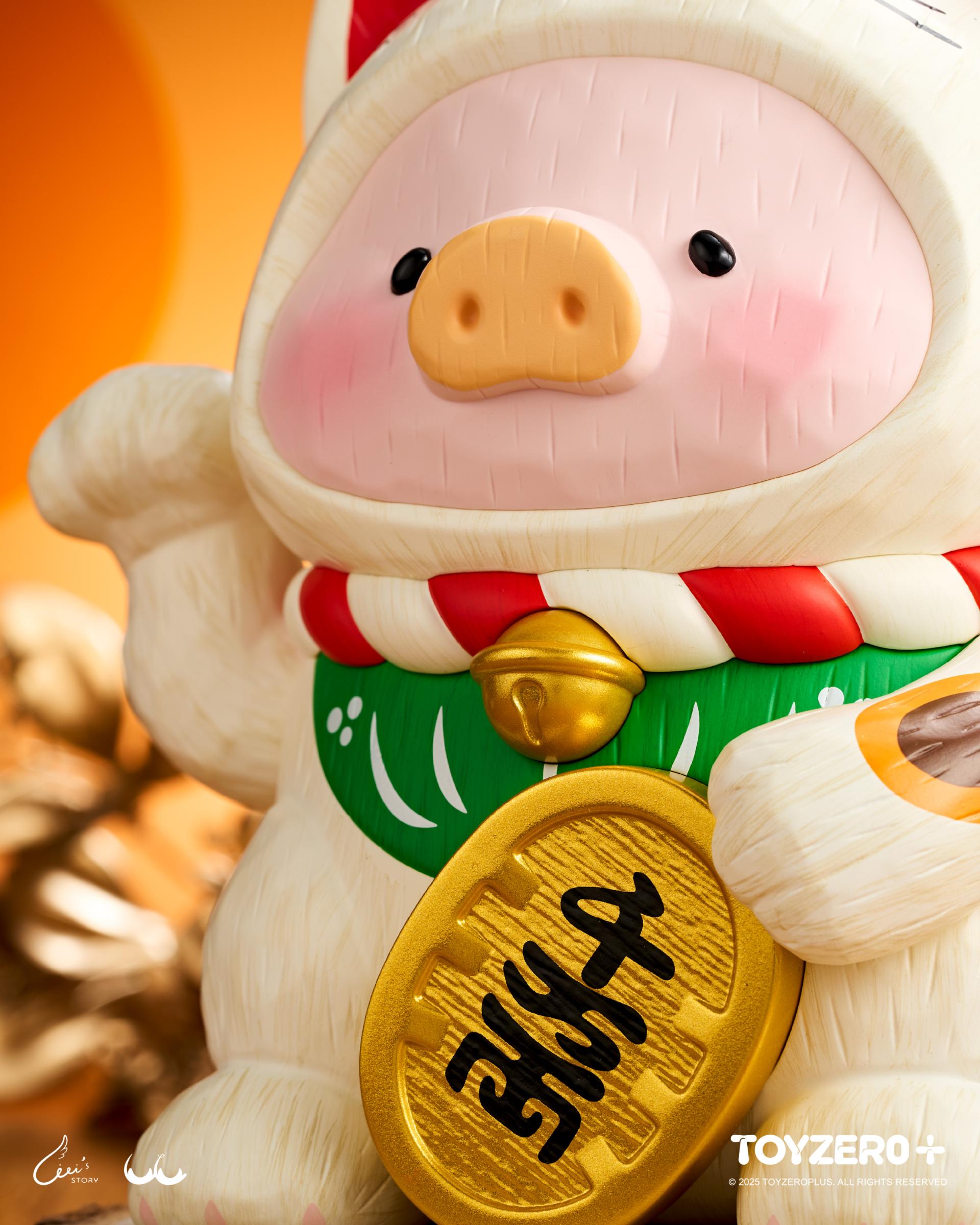 LuLu the Piggy - 18cm Wood-Carving Maneki Lu