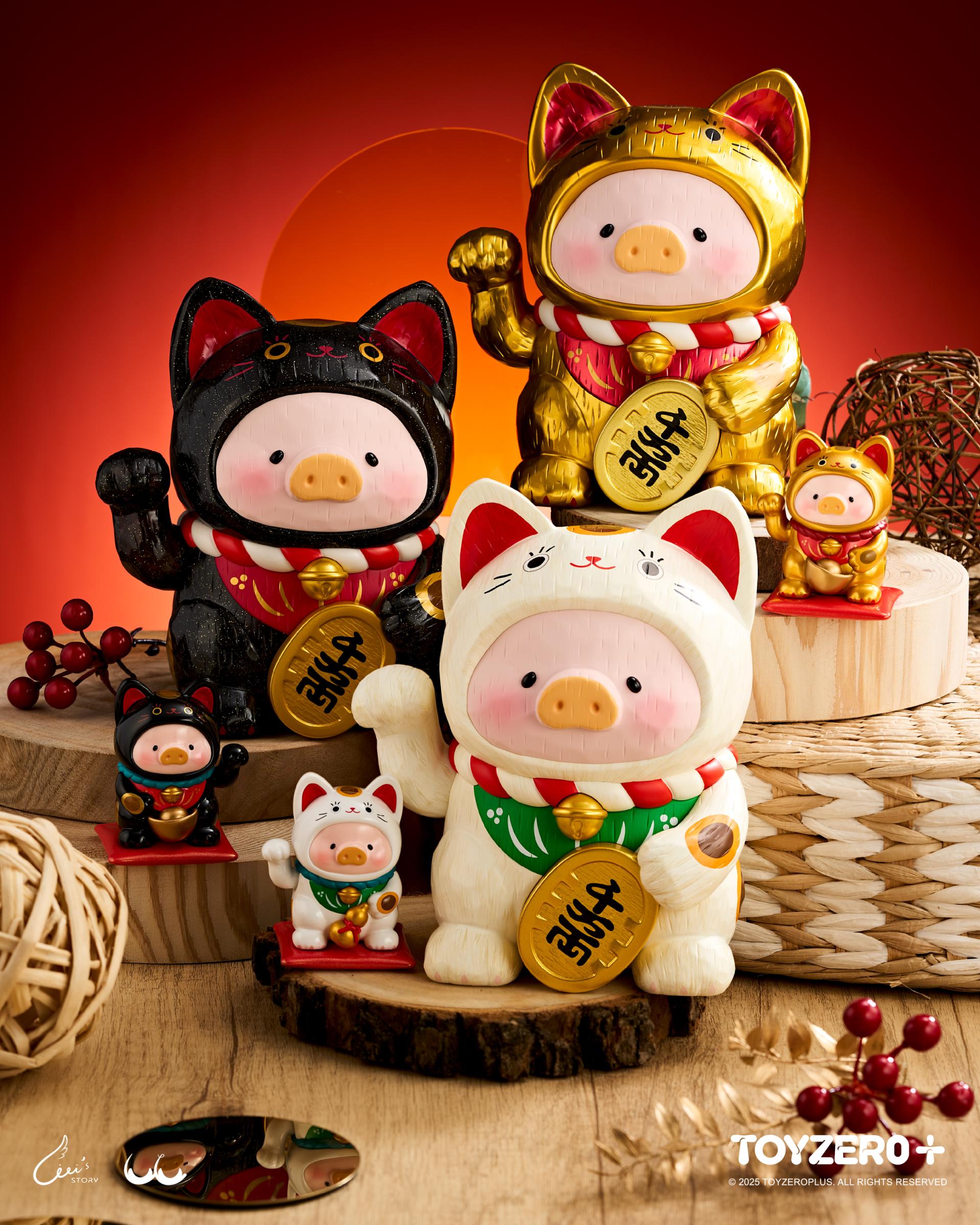 LuLu the Piggy - 18cm Wood-Carving Maneki Lu