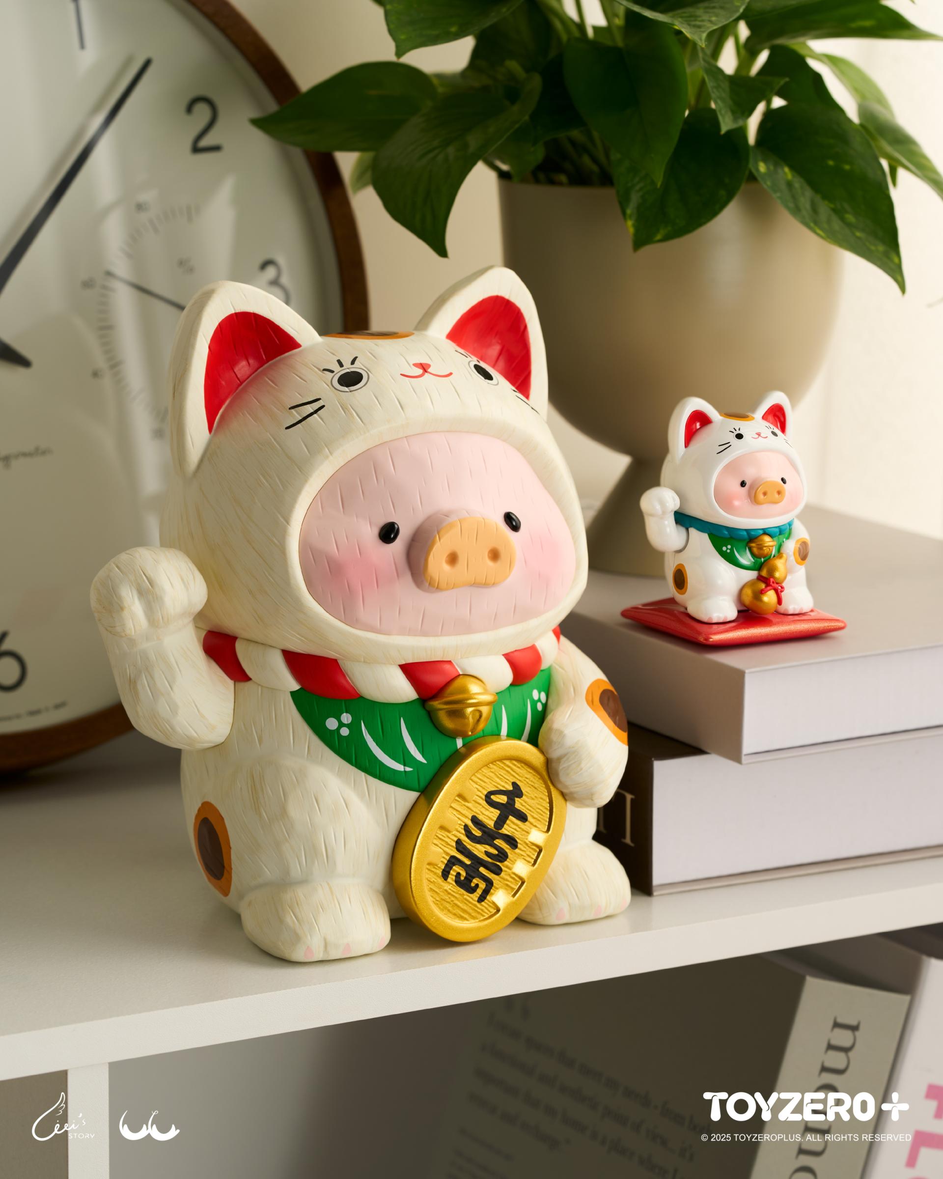 LuLu the Piggy - 18cm Wood-Carving Maneki Lu