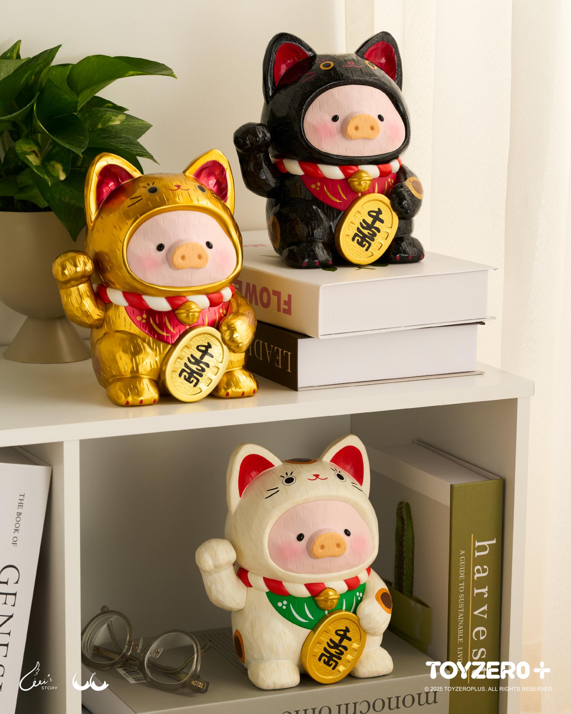 LuLu the Piggy - 18cm Wood-Carving Maneki Lu
