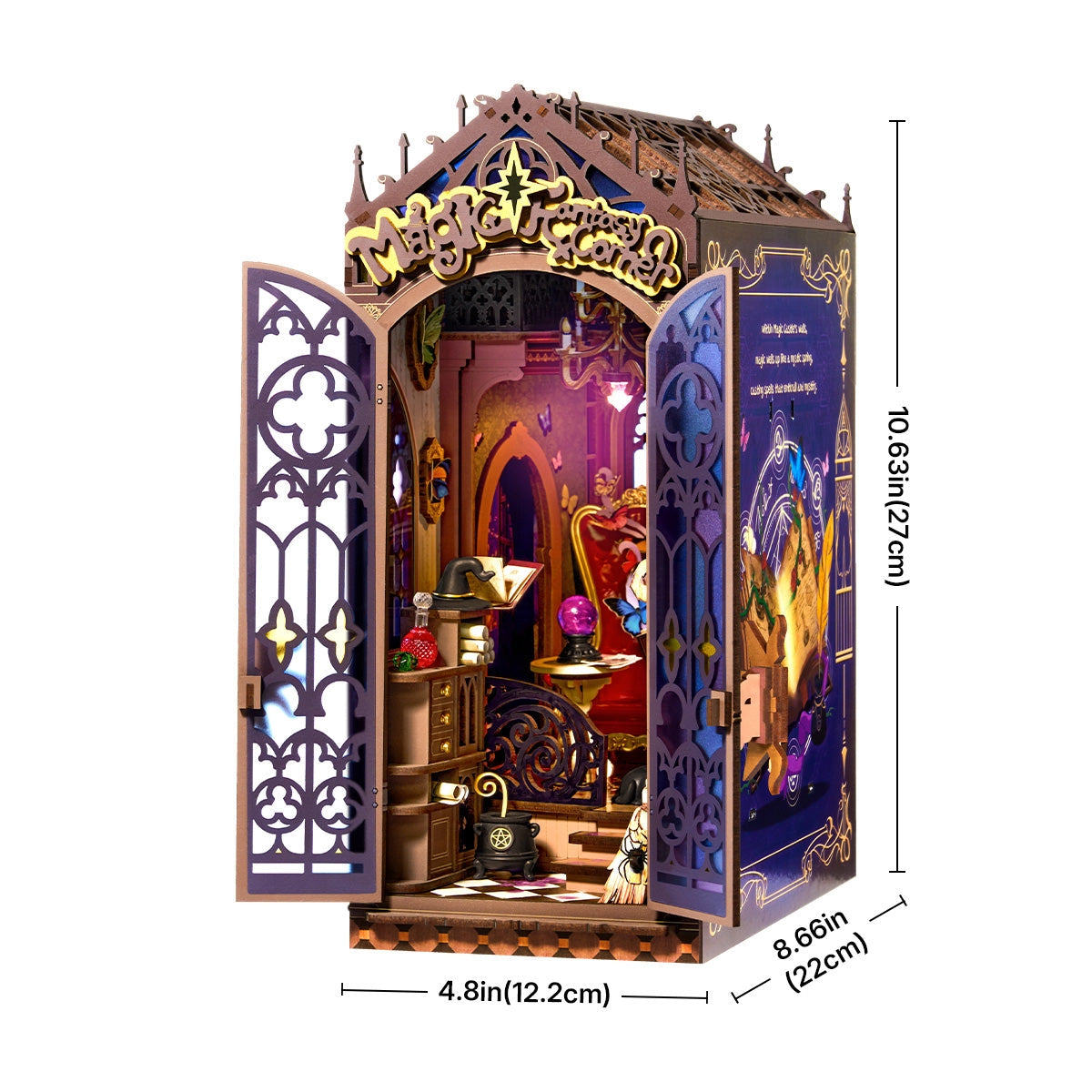 Rolife DIY Book Nook - Magic Fantasy Corner TGB14: A gothic-style wizard's study diorama with intricate details, including books, potions, and magical props.