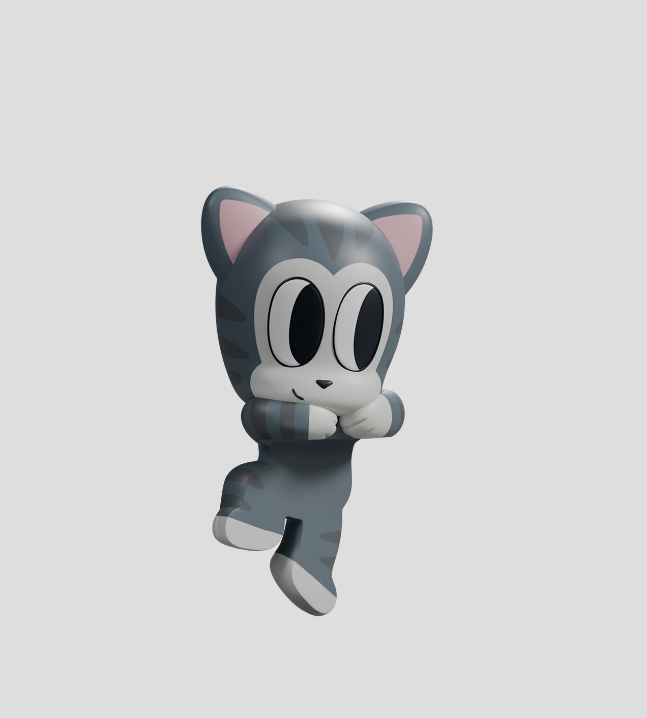 Tiny Shiny Hineys Peekers Blind Box features a cute, 3-D cartoon cat figure with large eyes, designed as a decorative adhesive mini figure.