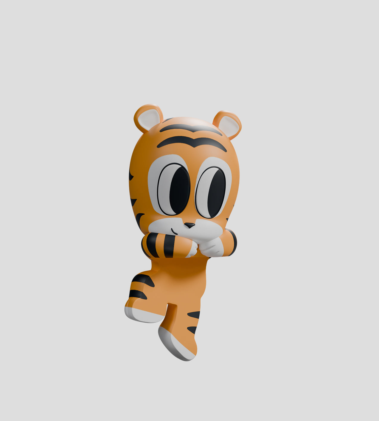 Tiny Shiny Hineys Peekers Blind Box features a playful, 3D cartoon tiger figure, ideal for decorating surfaces like phones or laptops.