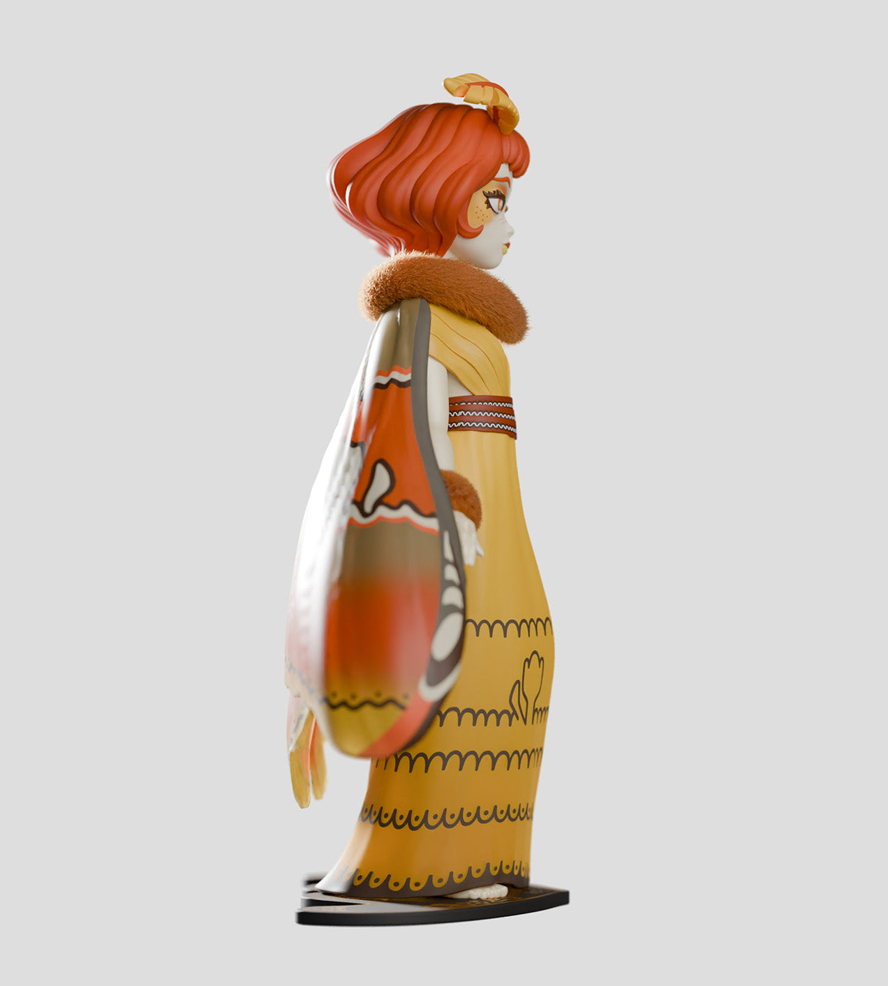 Moth Fairies: Atlas, a 7.9-inch fairy figure in a yellow gown from Lepithria, crafted from PVC, ABS, and Polyester.