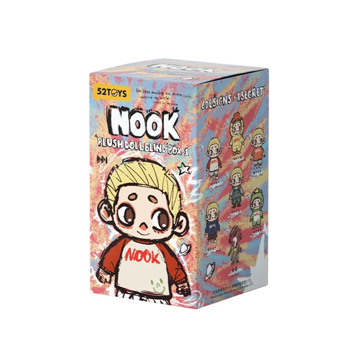 NOOK Plush Doll Blind Box First Release - OOTD, featuring a random plush from six designs and one secret variant, in colorful retail packaging.