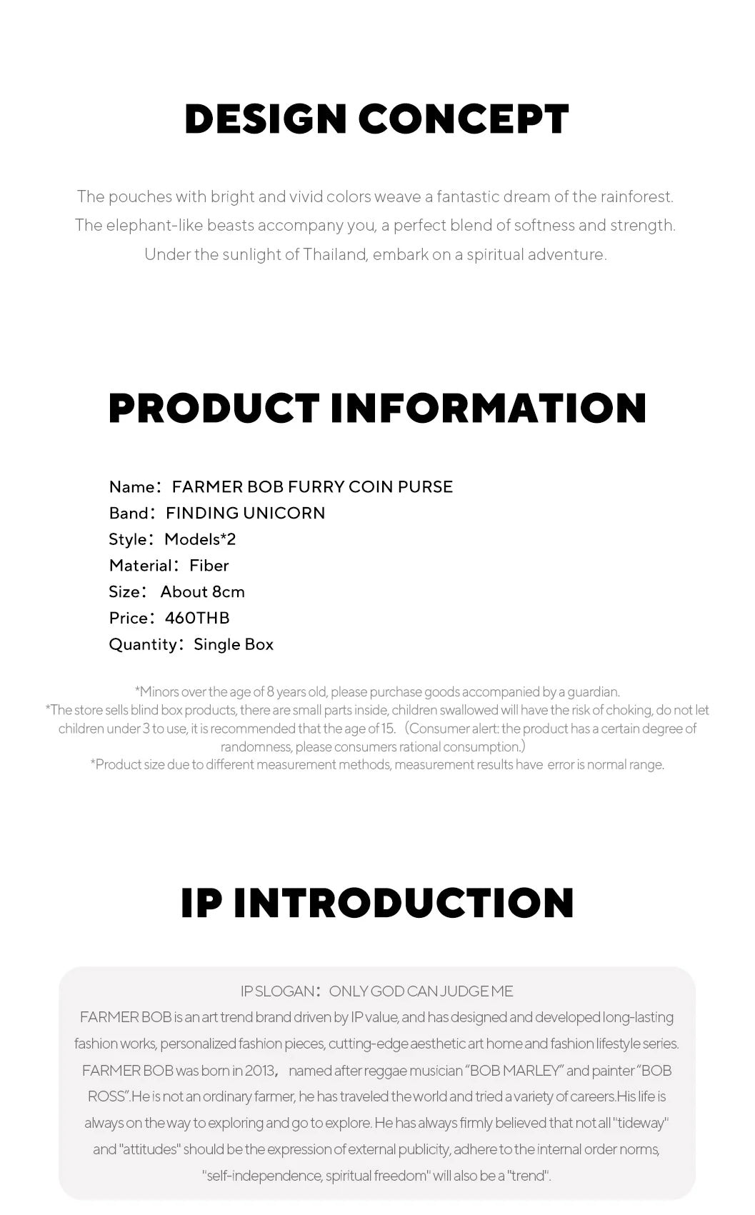 FINDING UNICORN FARMER BOB FURRY COIN PURSE; 8cm plush design, inspired by spirituality and independence, featuring rainforest themes. Ideal for art and lifestyle enthusiasts.