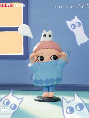 Alt text: Nyota's Fluffy Life Blind Box Series figurine, featuring a girl in a sweater. Preorder for July 2024.