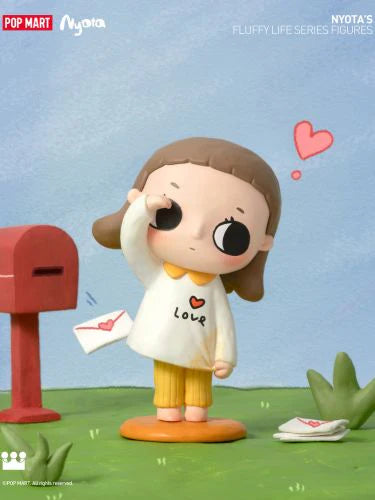 Nyota's Fluffy Life Blind Box Series - Preorder featuring a cartoon figurine of a girl holding a letter, part of a 12-design collection.