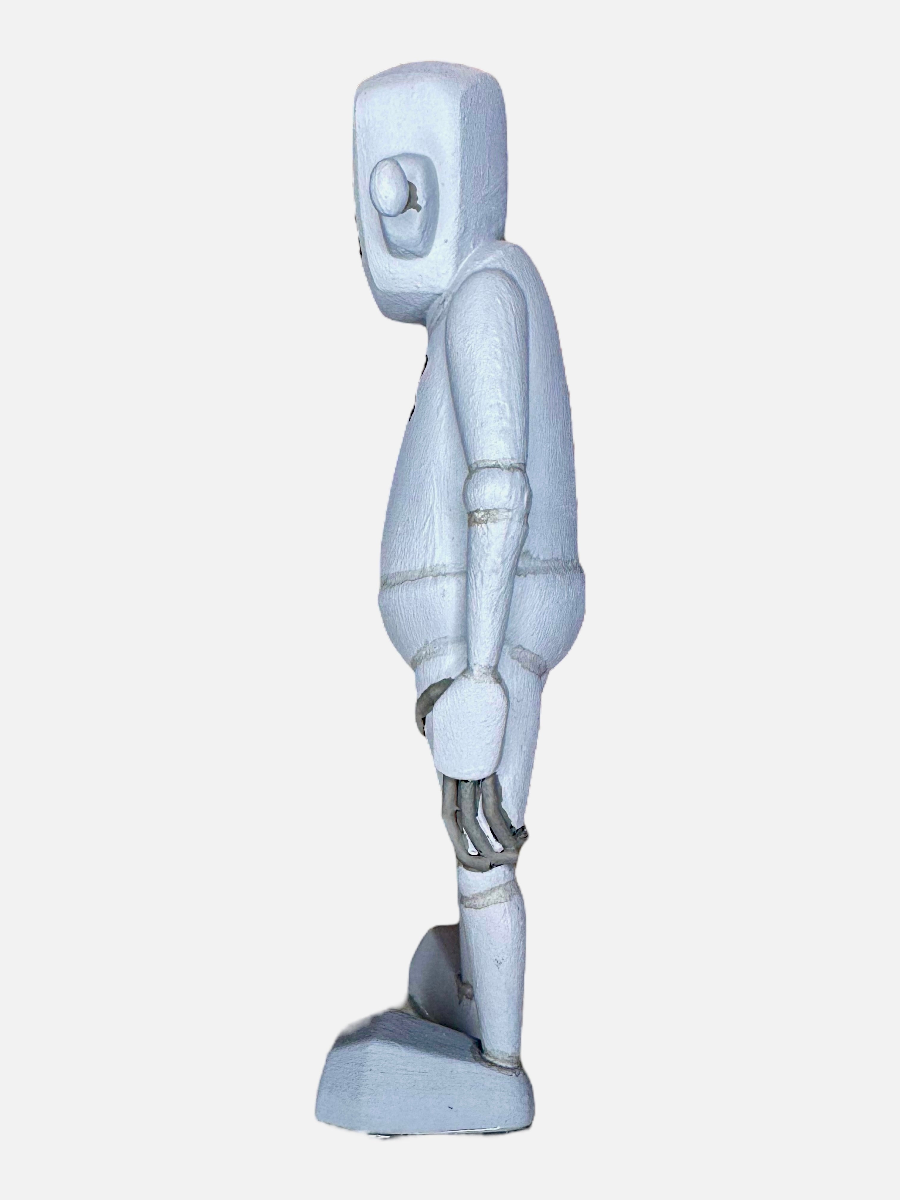 Time Will Tell - Stand tall series OG by Chris RWK, featuring a 6 painted wooden artist’s mannequin with visible joints and wire-like hand details.