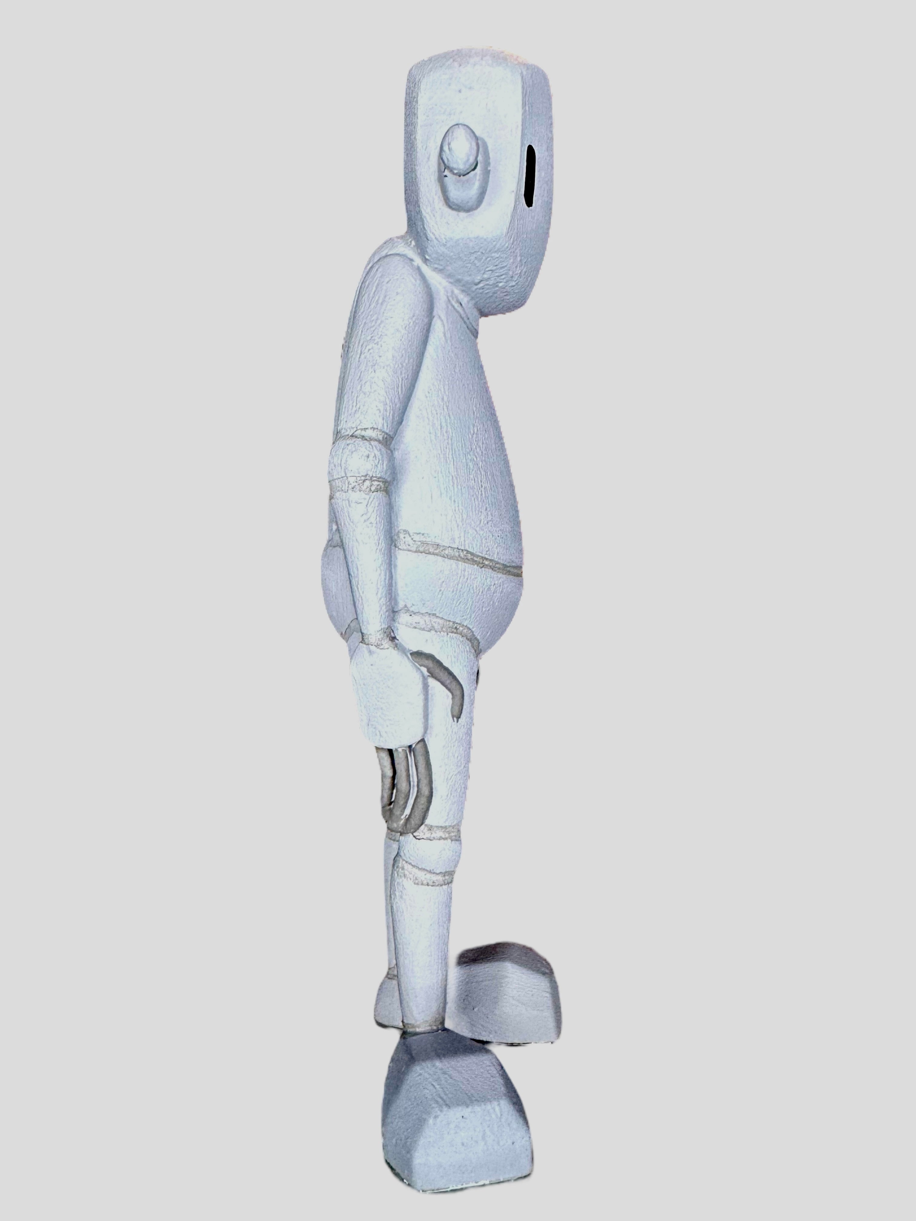 Time Will Tell - Stand tall series OG by Chris RWK: A 3D-rendered white humanoid figure, 6 resin with blocky head and oversized feet.