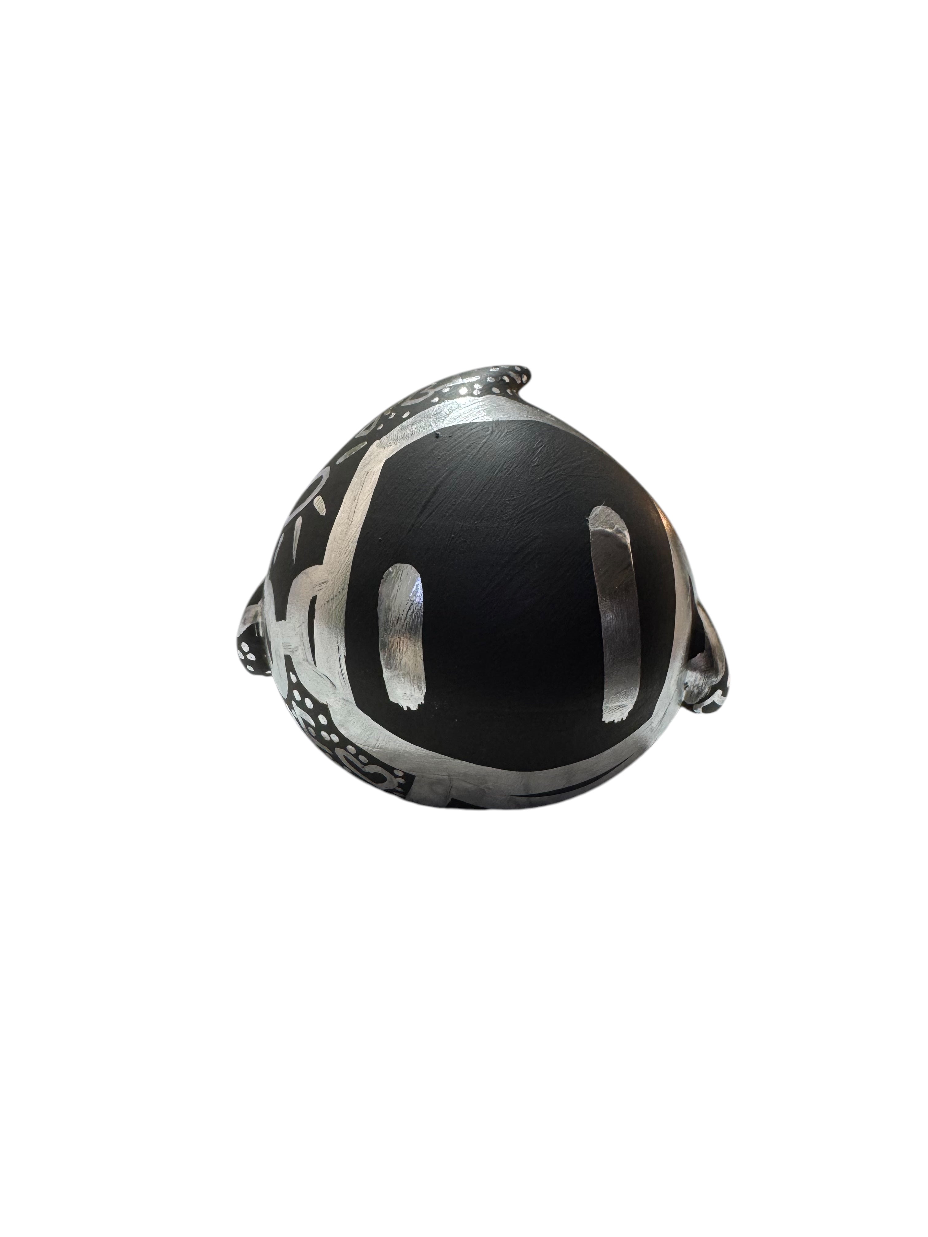 Bite Me - No biting XL by Chris RWK: A 3D resin-printed, black and silver helmet-like sculpture, limited edition from Strangecat Toys.