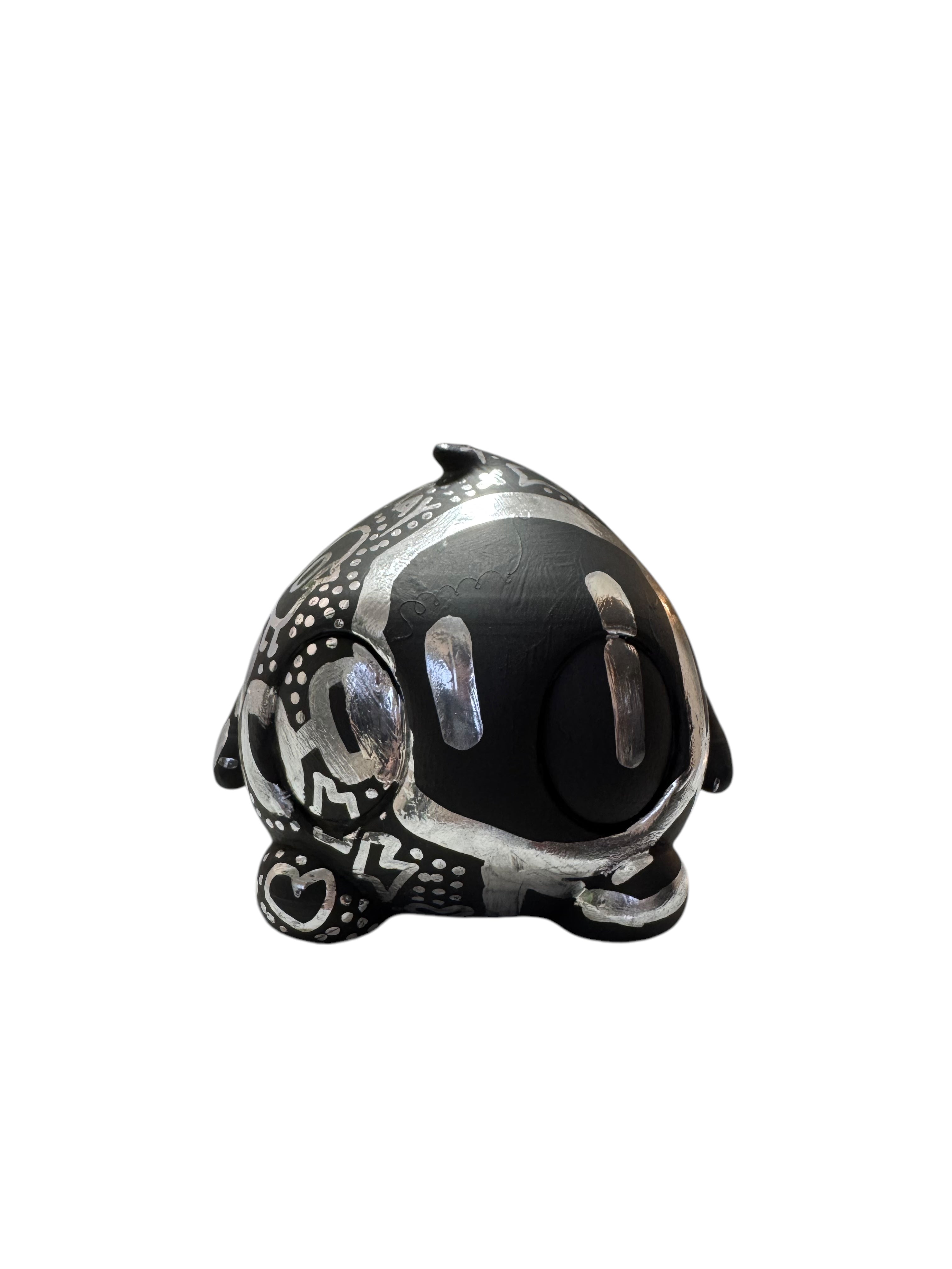 Bite Me - No biting XL by Chris RWK, a black and silver 3D resin-printed animal figurine, part of a limited edition art toy collection.