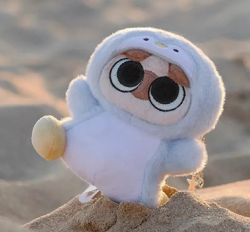 Chibi-style plush, Oceanic Azukisan-Deep sea adventure series, in penguin costume with star charm, key-chain size. Preorder blind box for Strangecat Toys.