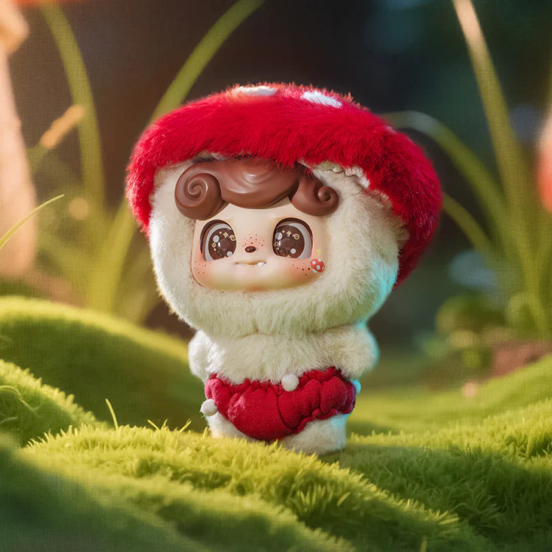 Close-up of a Q.kid Fairy Tales Series Plush Blindbox featuring a whimsical doll face, part of a magical, collectible series with hidden surprises.