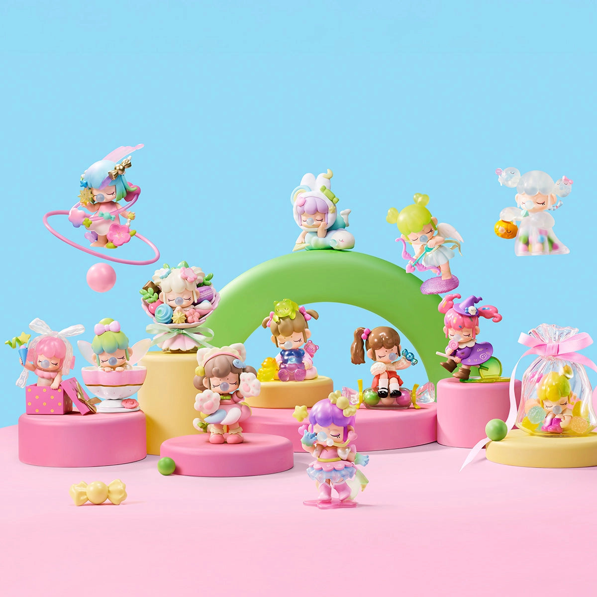 Nanci's Sweet Time Blind Box Series displays whimsical collectible figures with themes like unicorns and cherubs, perfect for fans of blind box art toys.