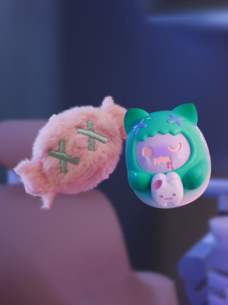 ShinWoo - Hug Me Mini Series Blind Box: Soft pink candy and mint-green cat-like collectible toys, embodying cute-killer art, perfect for preorder from Strangecat Toys.