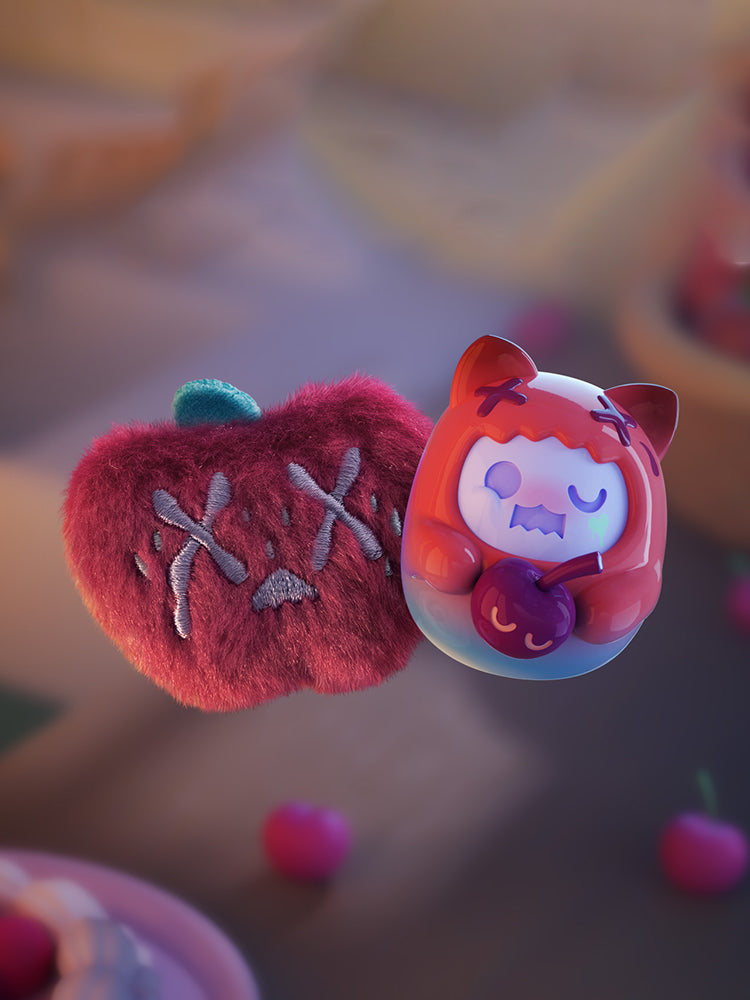 ShinWoo - Hug Me Mini Series Blind Box features a plush apple and ghost character, part of a 12-design collectible art toy series from Strangecat Toys.