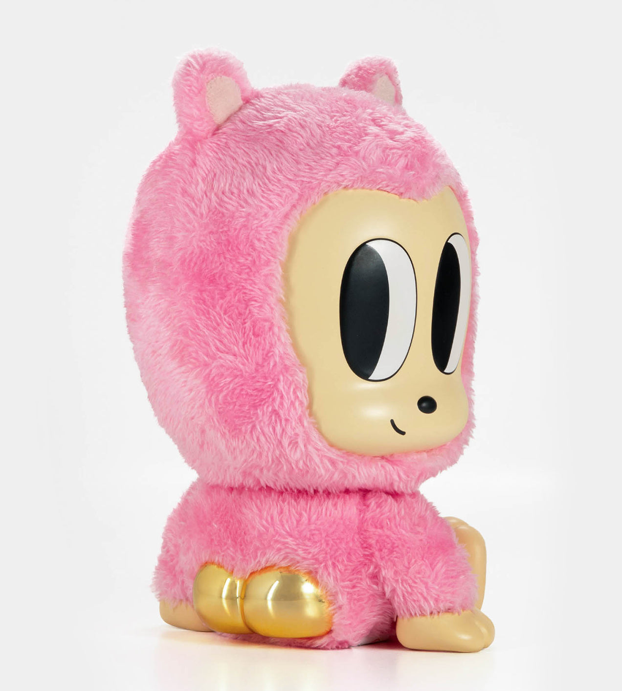 Tiny Shiny Hineys Plush: A soft, huggable pink stuffed bear with a shiny rump, designed by Seth Kibooki, perfect for collectors or toy enthusiasts.