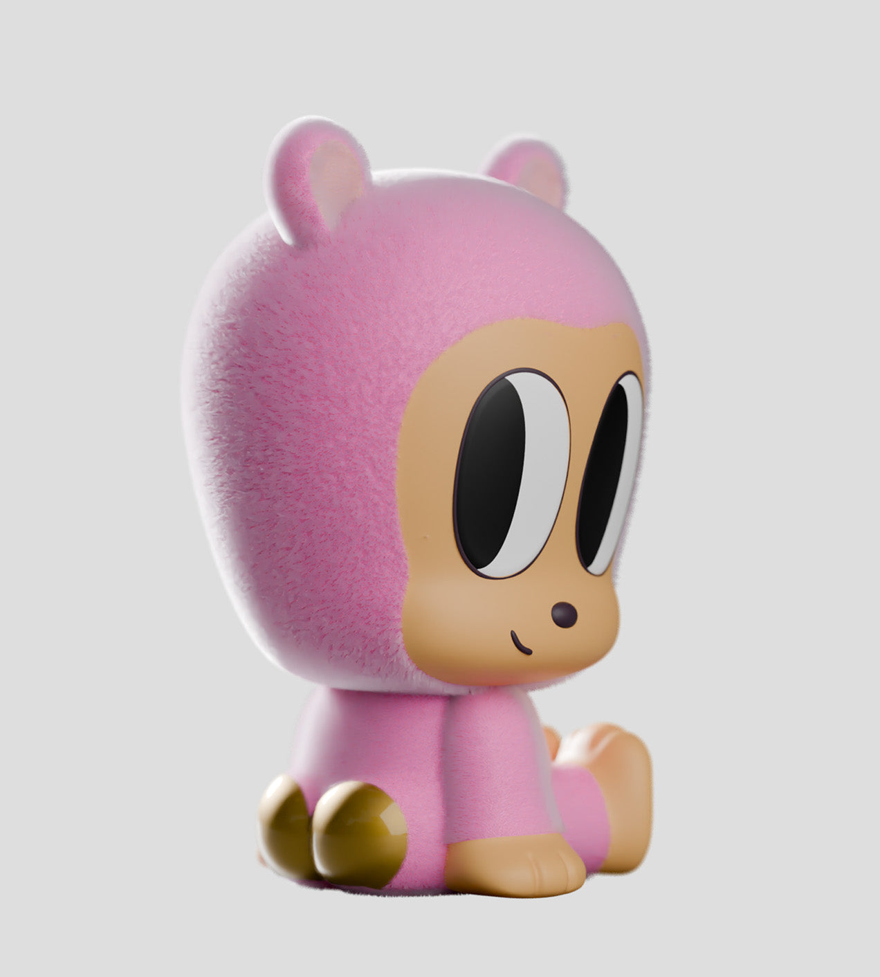 Tiny Shiny Hineys Blind Box featuring a close-up of a pink stuffed toy, part of a magical creature collection promising luck and joy.