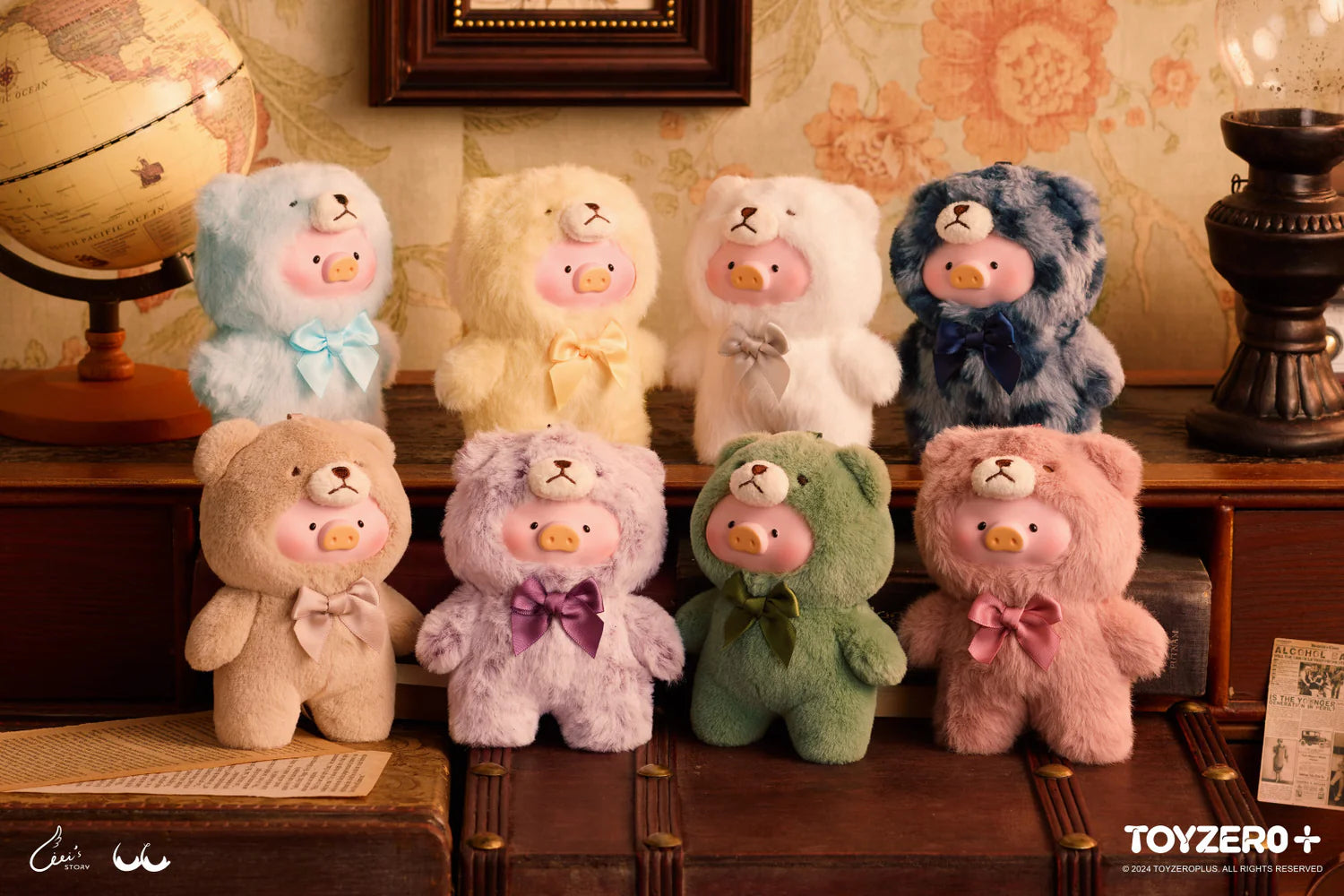 A group of vintage Teddy LuLu blind box toys, featuring LuLu the Piggy in soft vinyl and plush materials. Each box contains a unique design, adding an element of surprise to your collection.