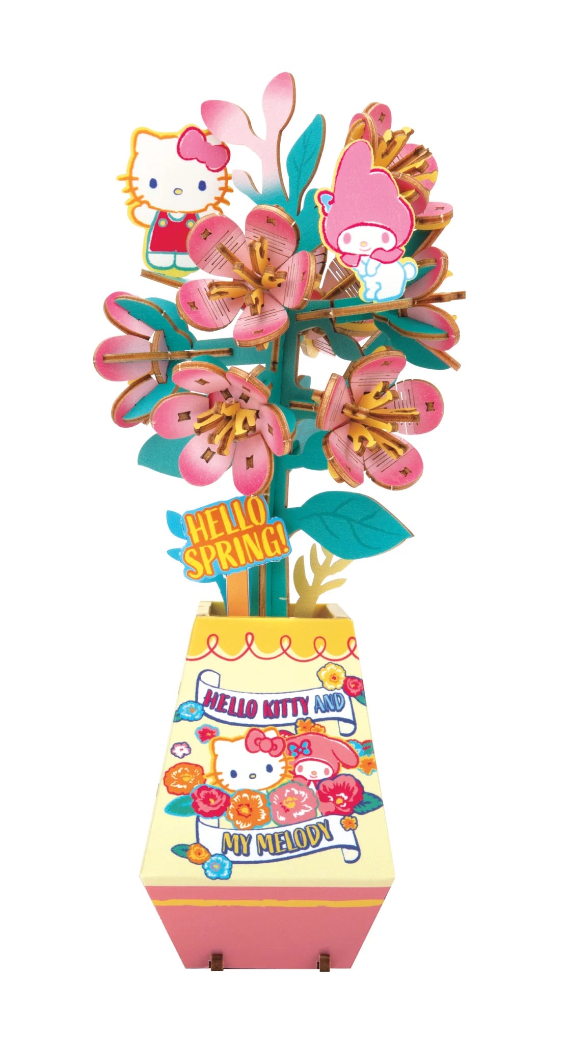 Wooden Puzzle: Hello Kitty and Friends DIY 3D Flower - Peach Blossom