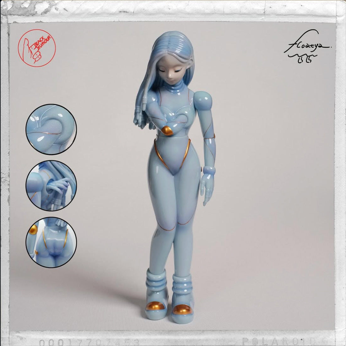 The Girl from the other side by ABAO: A 32CM pale-blue android figure in a futuristic bodysuit, with movable joints and weighted boots, featuring artistic details.